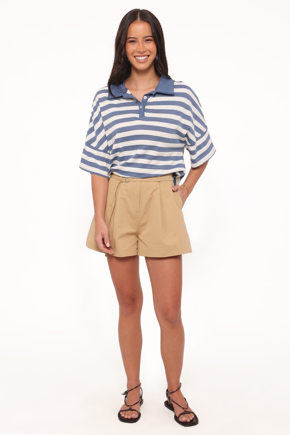 Sophia Short Sleeve Rugby Top in Blue/White Stripe – view 5 of 7