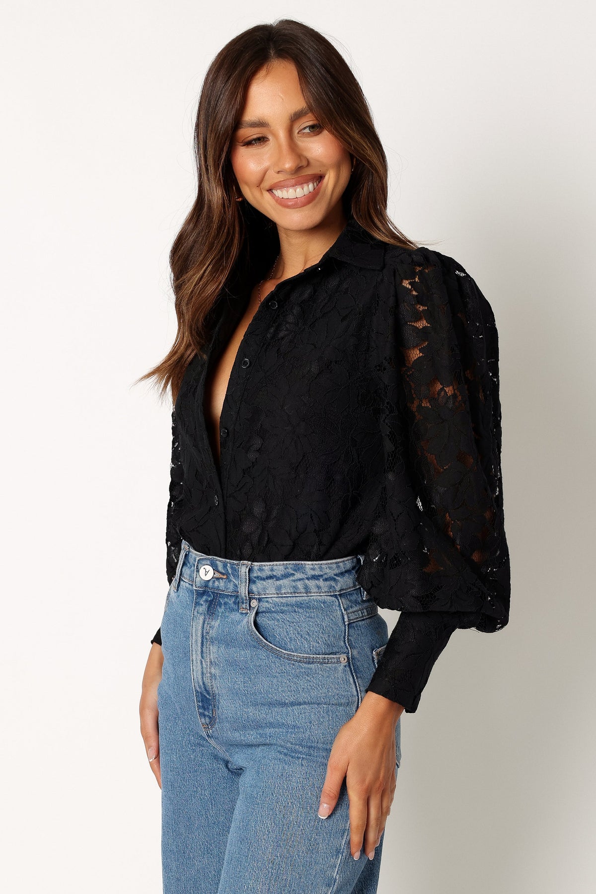 Tadeo Lace Shirt in Black – view 7 of 10