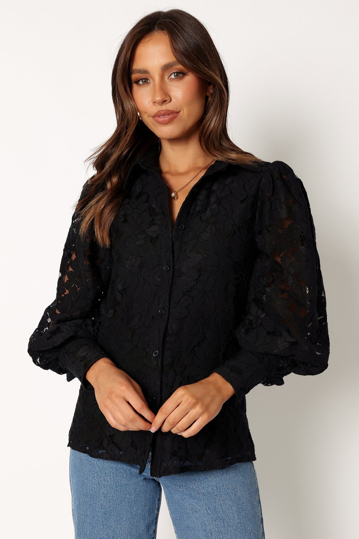 Tadeo Lace Shirt in Black – view 8 of 10