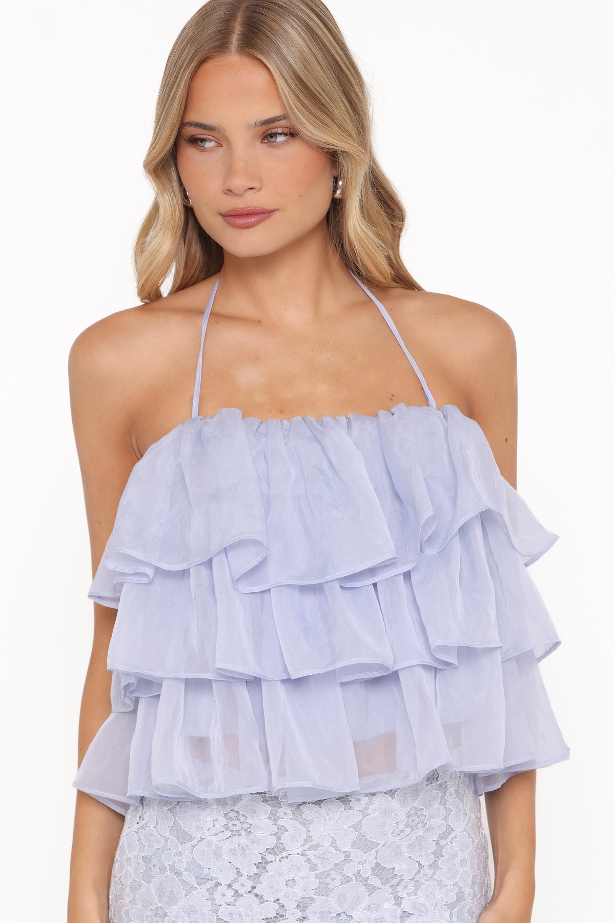 Taelya Flounce Top in Blue – view 3 of 8