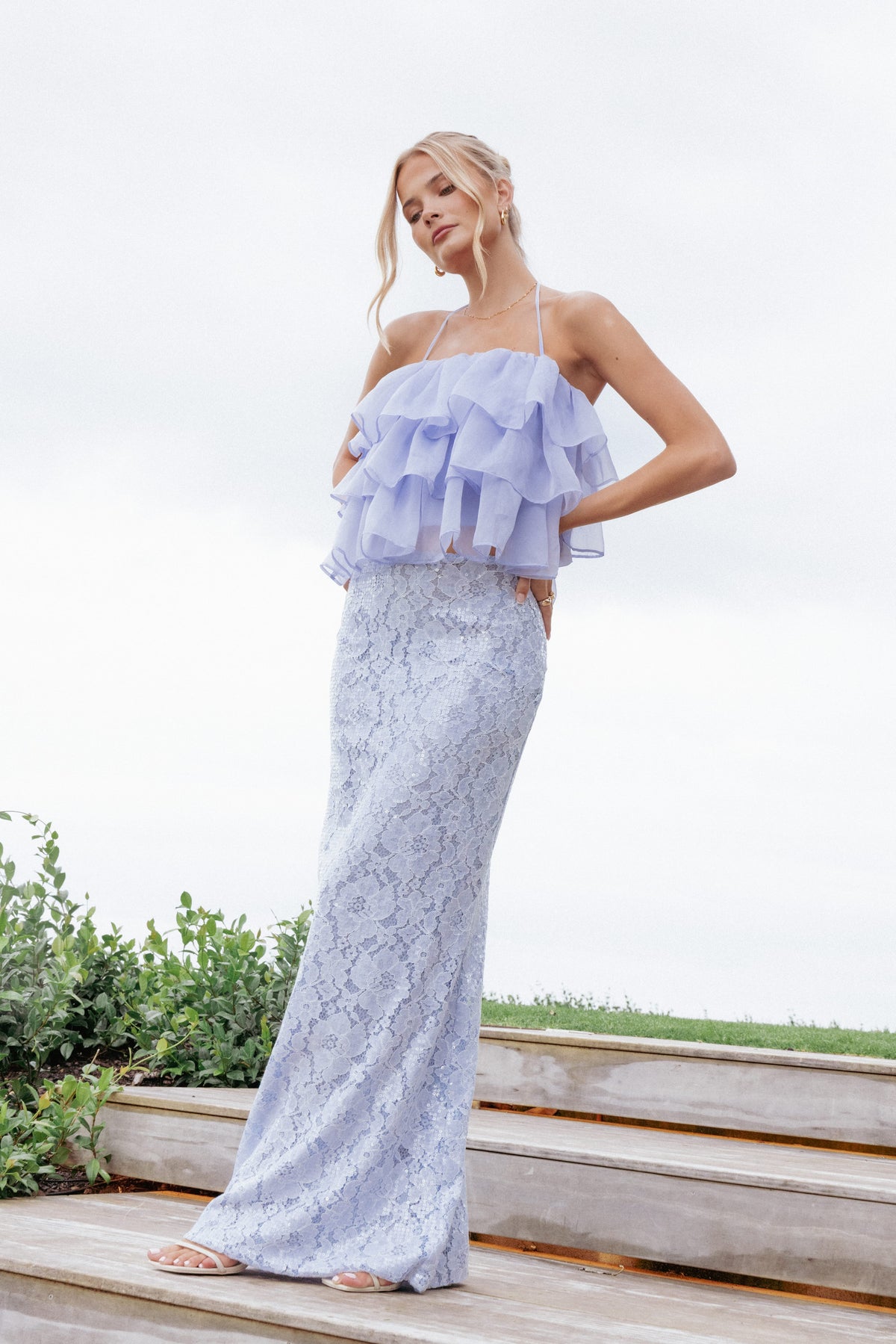 Taelya Flounce Top in Blue – view 8 of 8