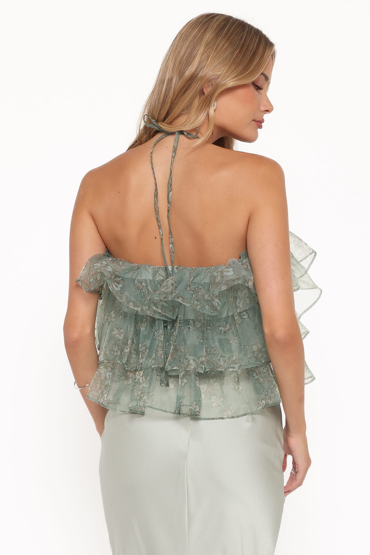 Taelya Flounce Top in Mint Green Floral – view 5 of 8