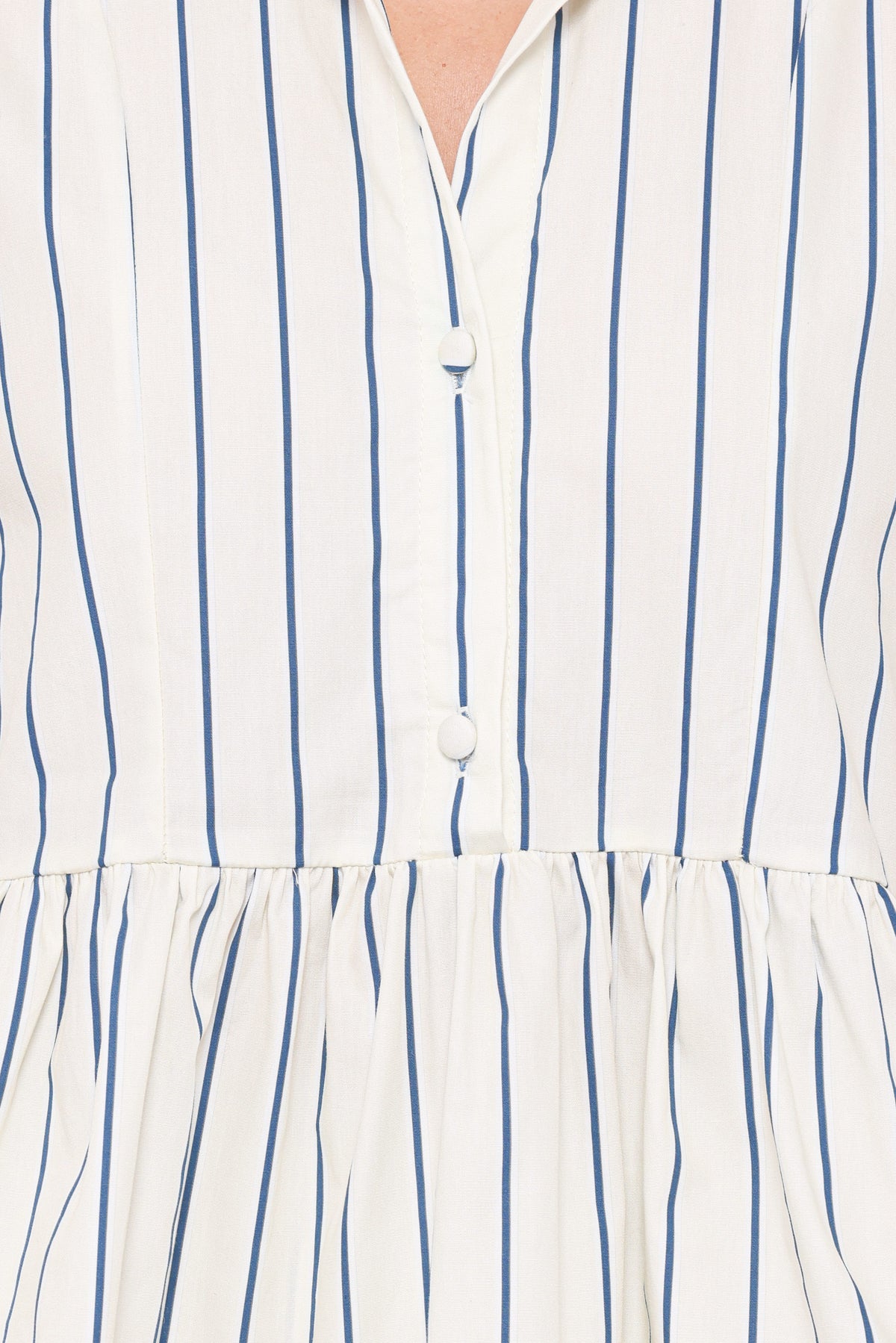 Thomas Short Sleeve Peplum Top in Yellow/Blue Stripe – view 6 of 7