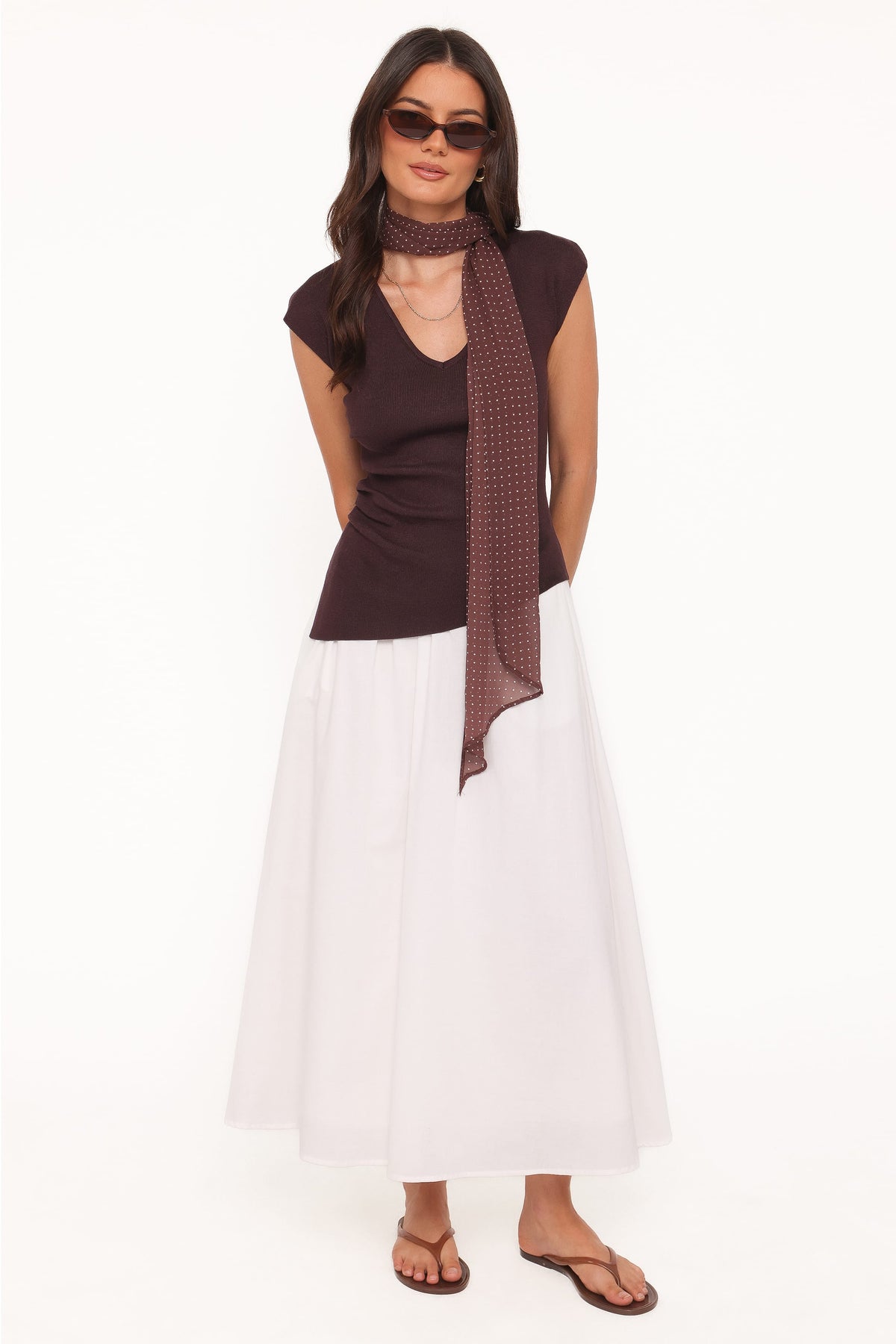 Tori Side Cinch Knitted Top in Chocolate Brown – view 6 of 7