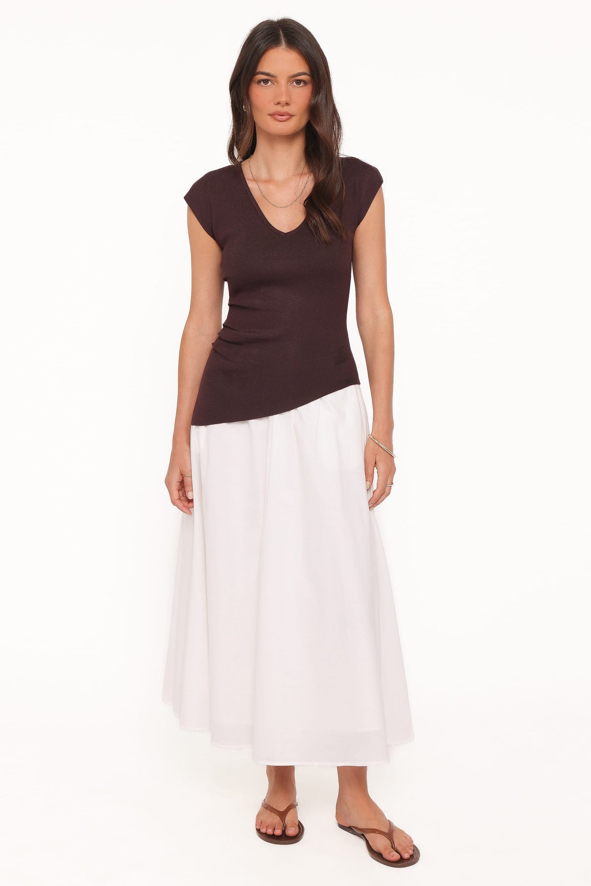 Tori Side Cinch Knitted Top in Chocolate Brown – view 3 of 7