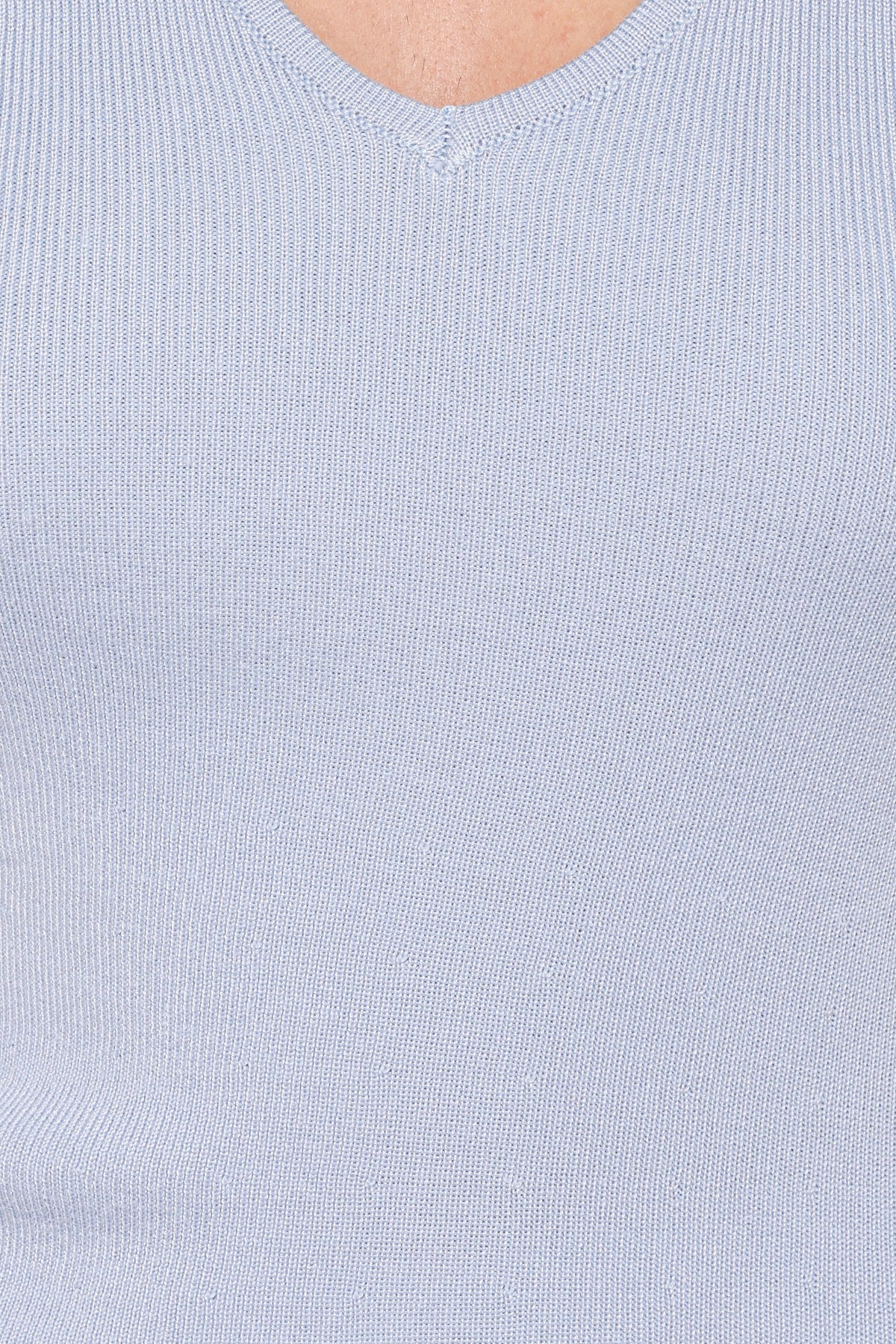 Tori Side Cinch Knitted Top in Light Blue – view 6 of 6