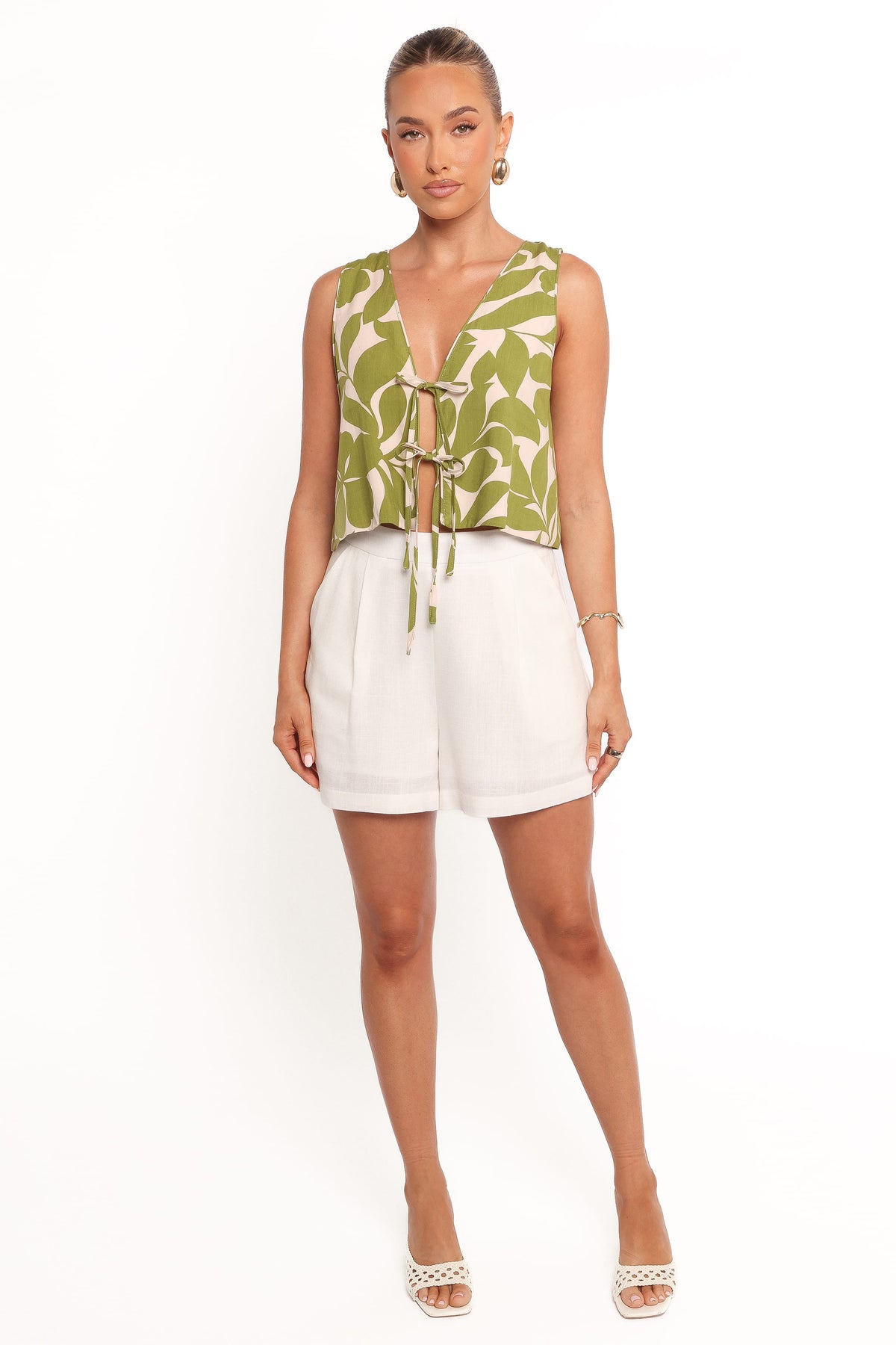 Valia Tie Top in Green Floral – view 5 of 8