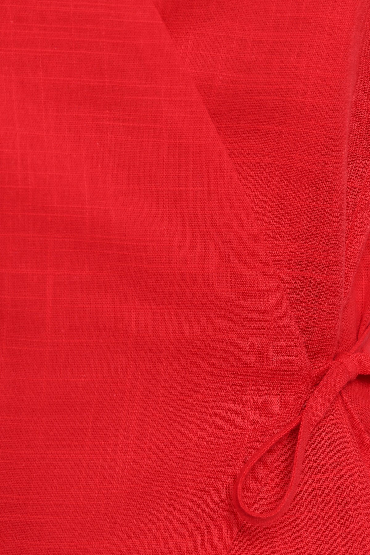 Vanni Wrap Front Linen Top in Red – view 7 of 8