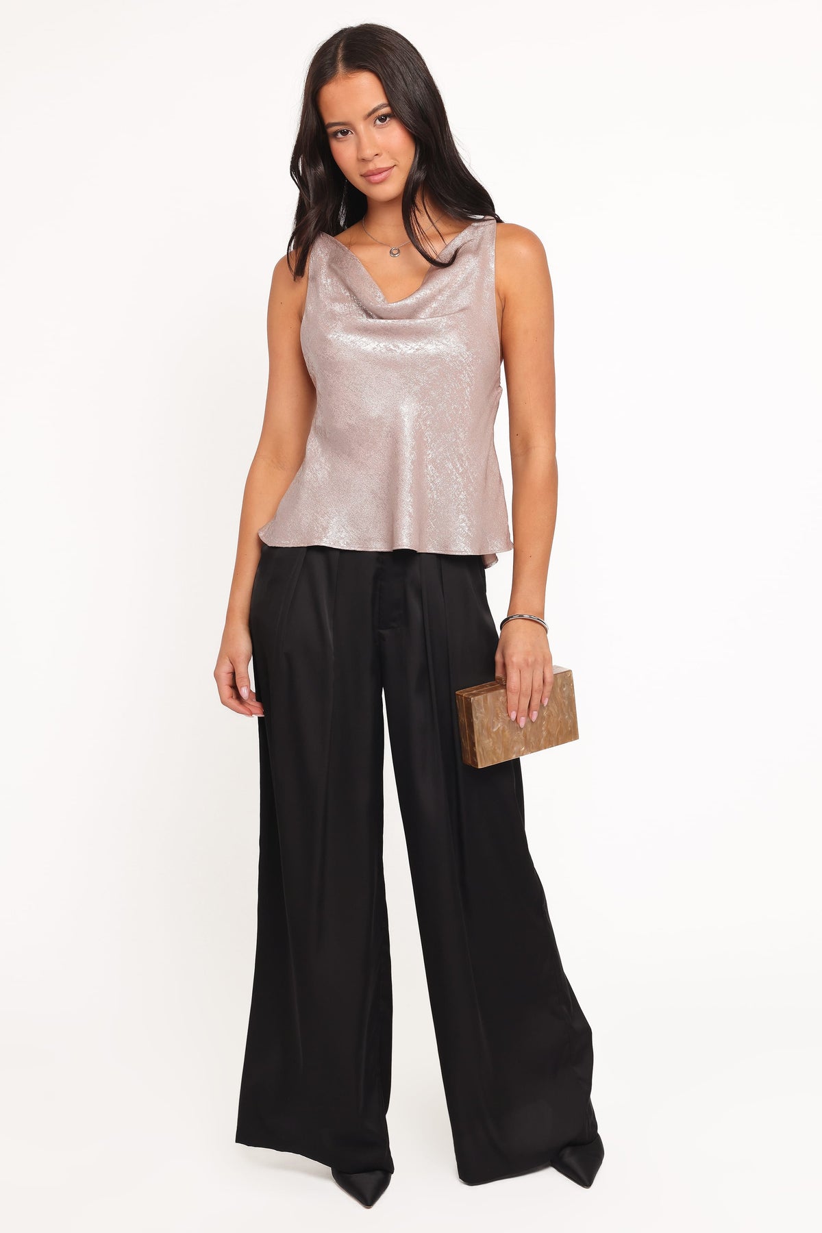 Vita Cowl Neck Cami Top in Champagne – view 6 of 7