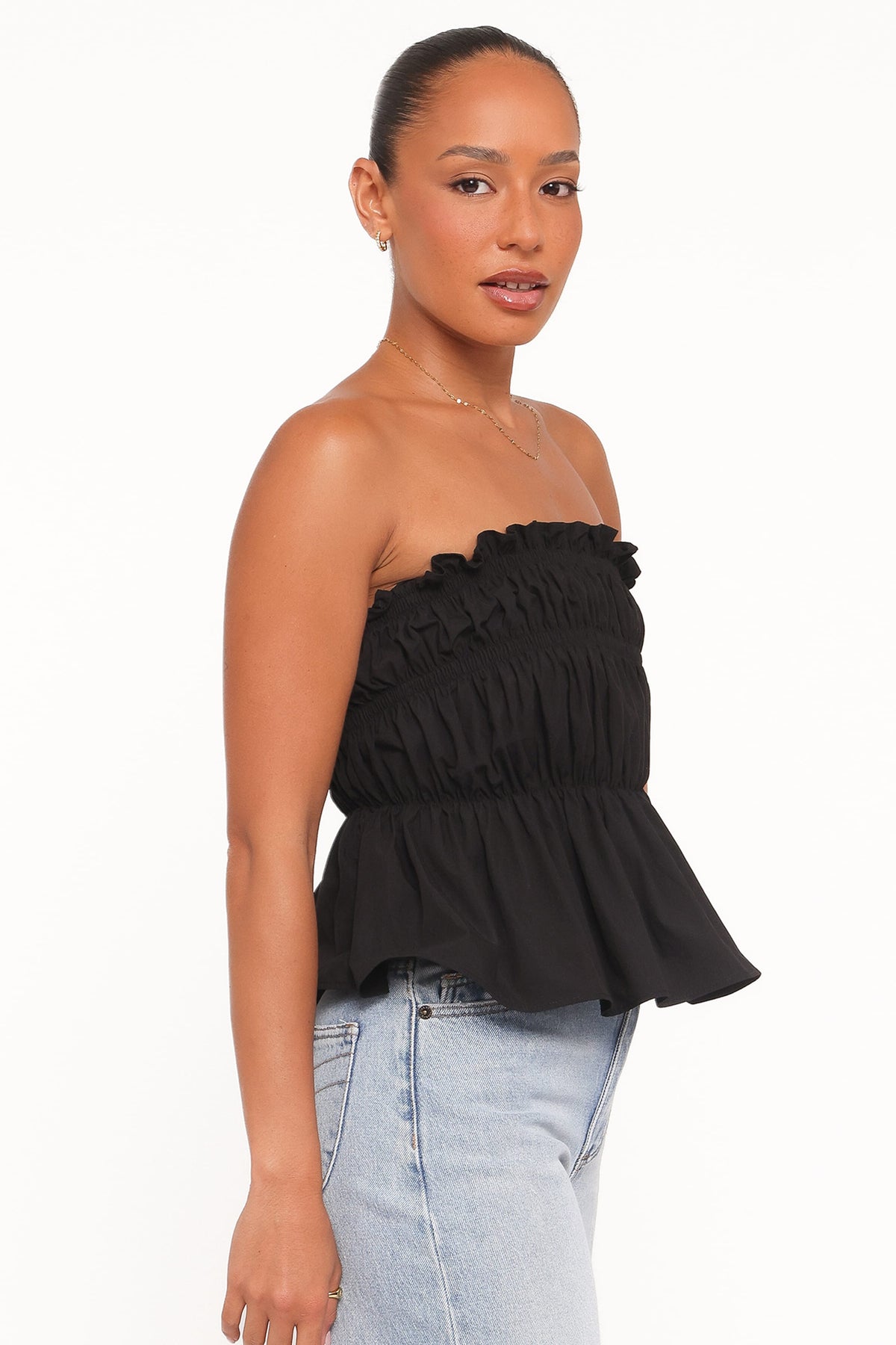 Wilhelmina Strapless Top in Black – view 3 of 6