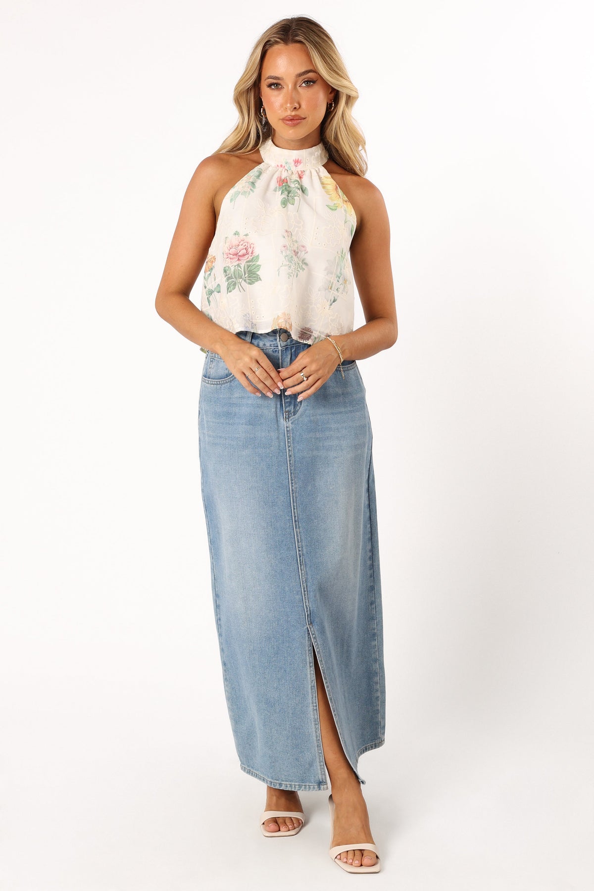 Willa Halterneck Top in White Floral – view 8 of 10