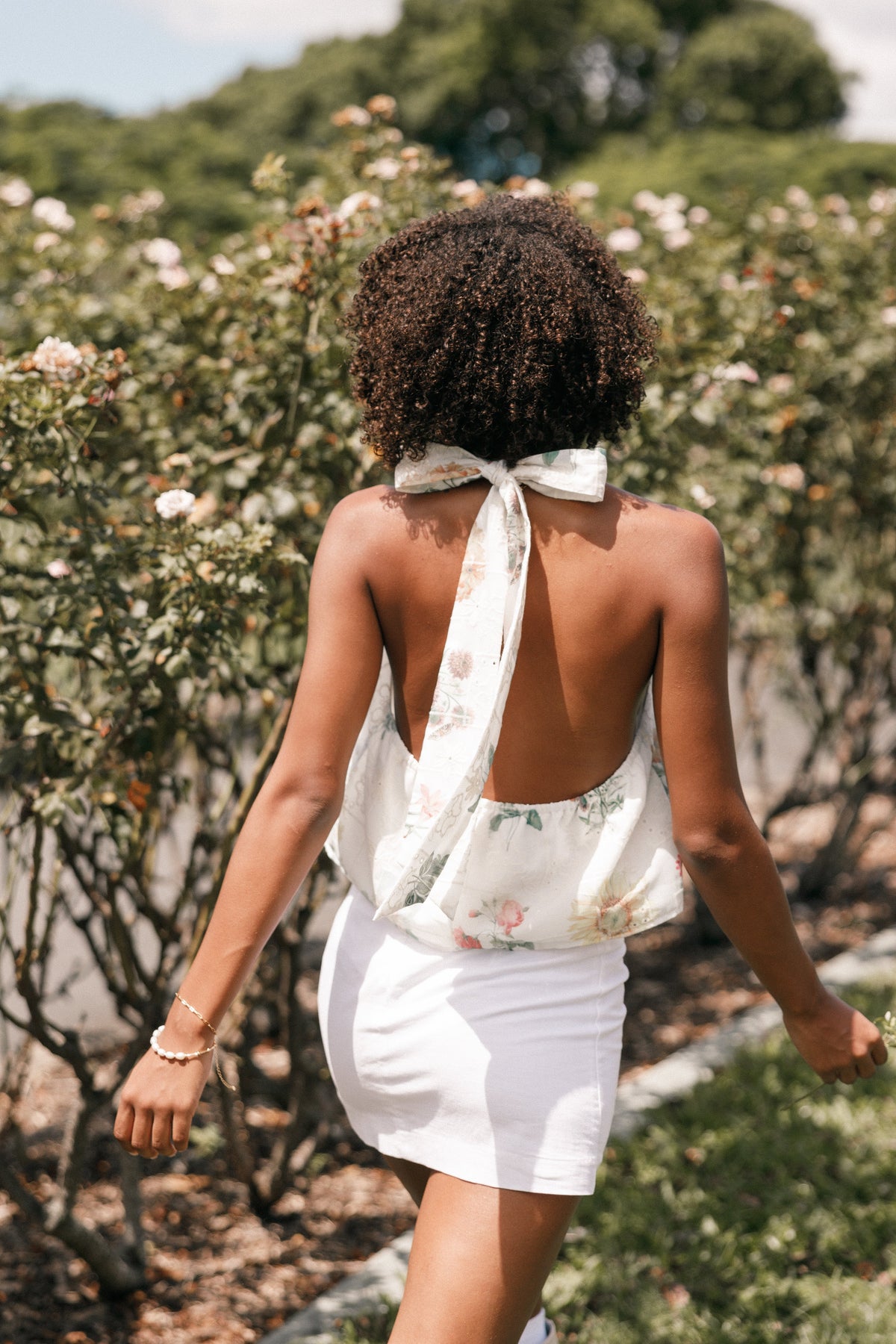 Willa Halterneck Top in White Floral – view 2 of 10
