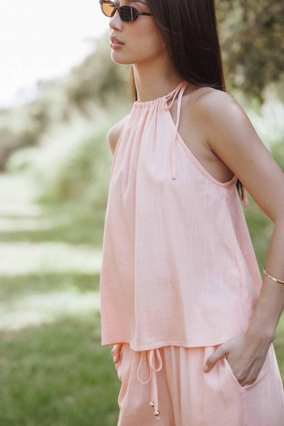 Wren Halter Tie Top in Pink – view 1 of 8