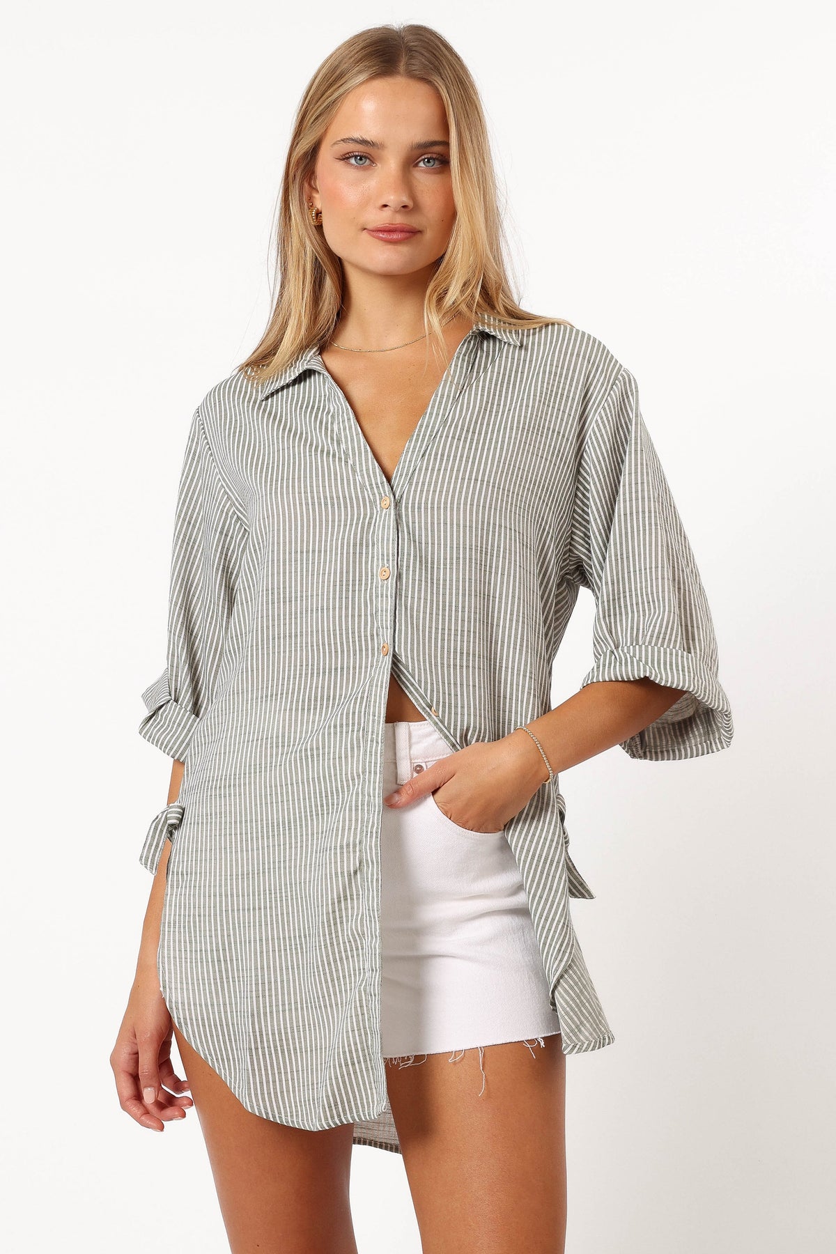 Wren Oversized Shirt in Olive – view 1 of 7