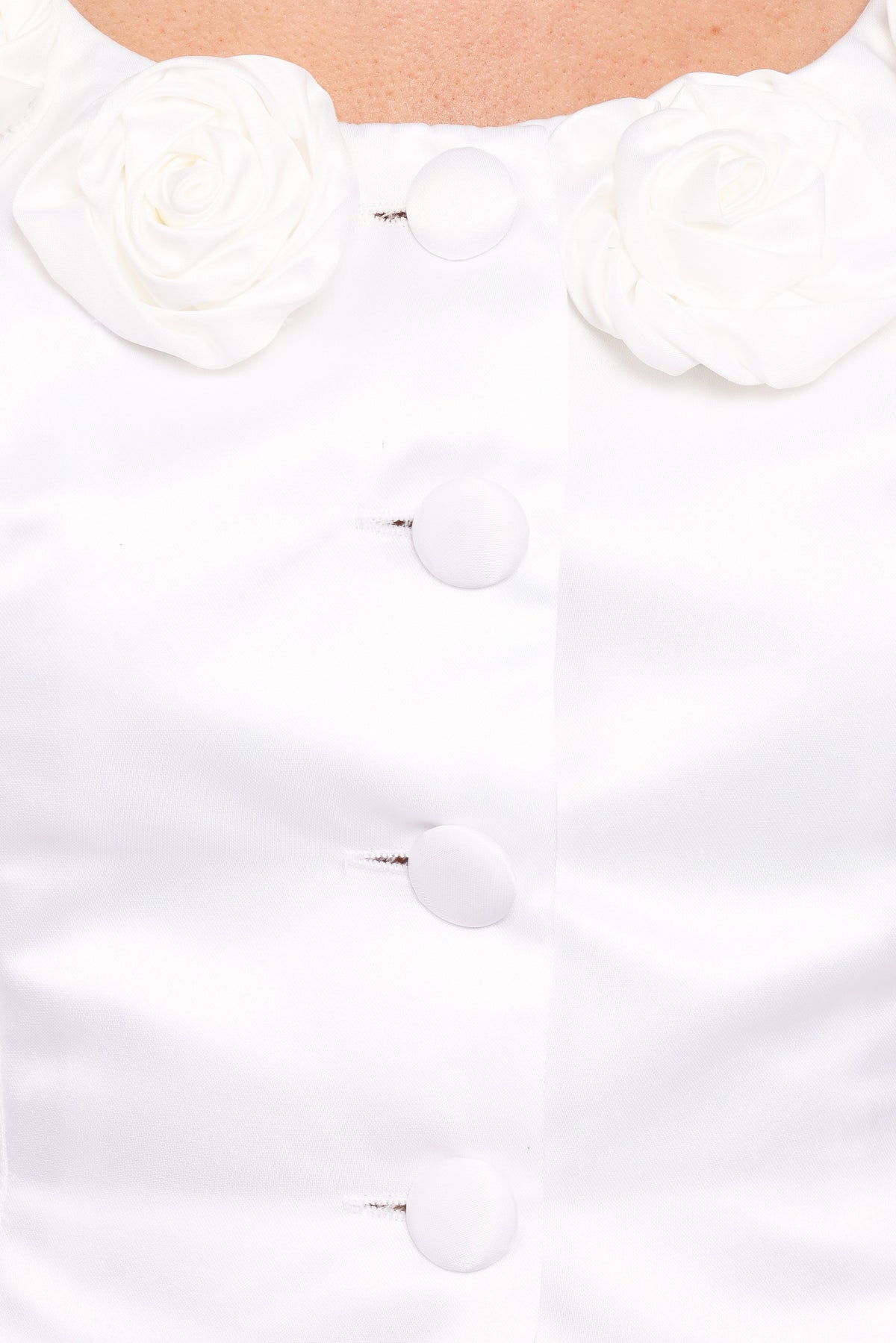 Xara Satin Vest with Rosettes in Ivory – view 7 of 8
