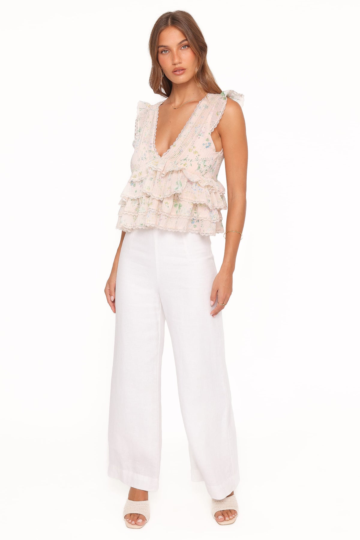 Yana Ruffle Top in Pastel Pink Floral – view 6 of 8