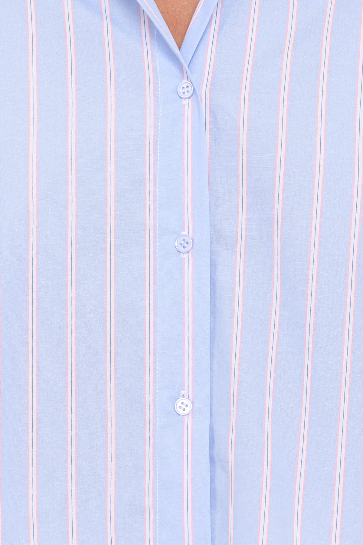 Zella Puff Sleeve Button Up Shirt in Blue White Stripe – view 7 of 8
