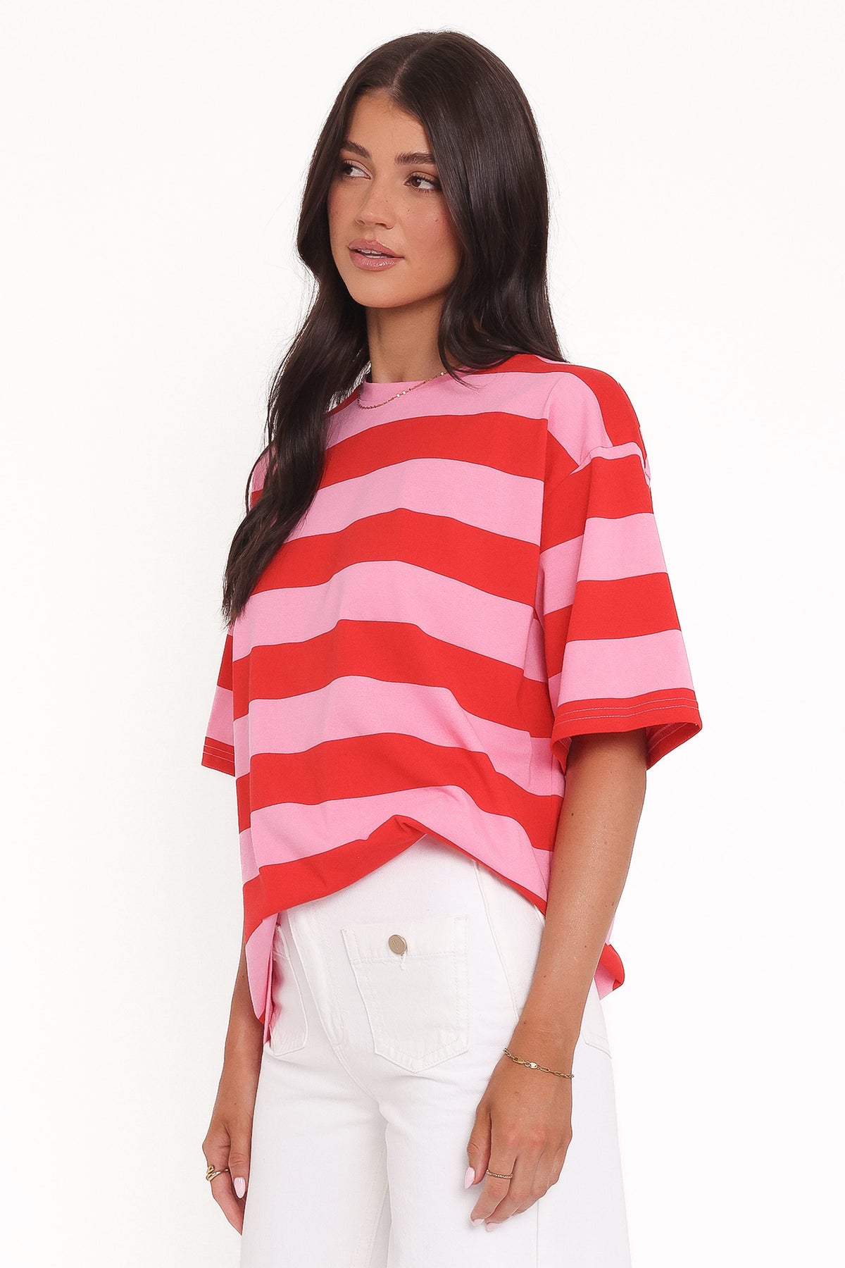 Zestora Tee in Red Pink Stripe – view 4 of 8