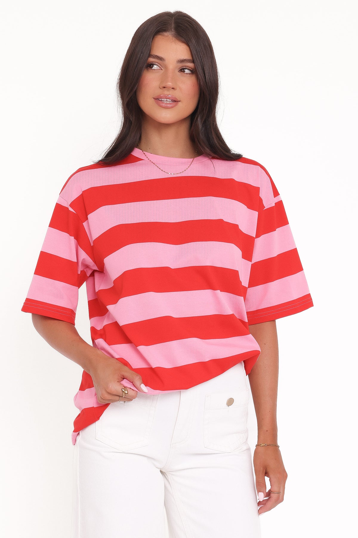 Zestora Tee in Red Pink Stripe – view 6 of 8