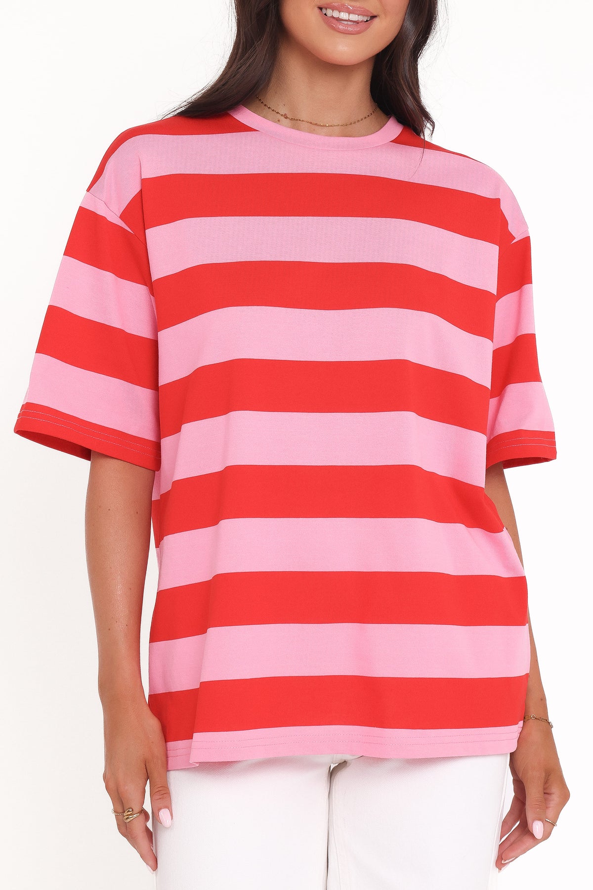 Zestora Tee in Red Pink Stripe – view 3 of 8