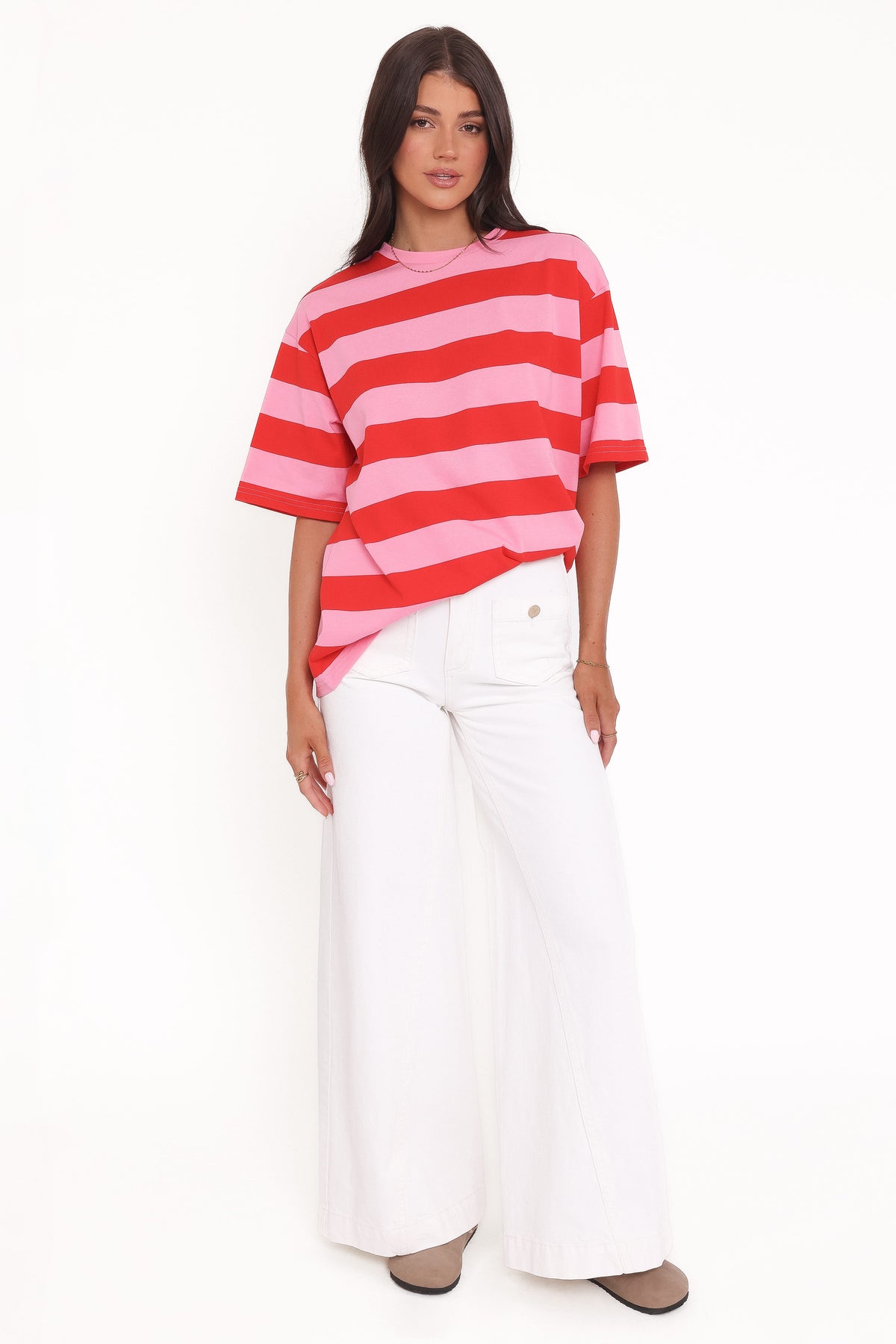 Zestora Tee in Red Pink Stripe – view 2 of 8