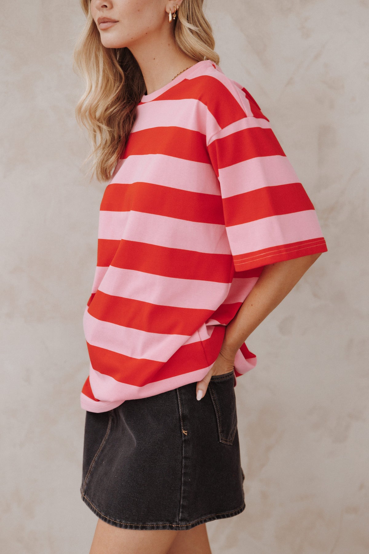 Zestora Tee in Red Pink Stripe – view 8 of 8