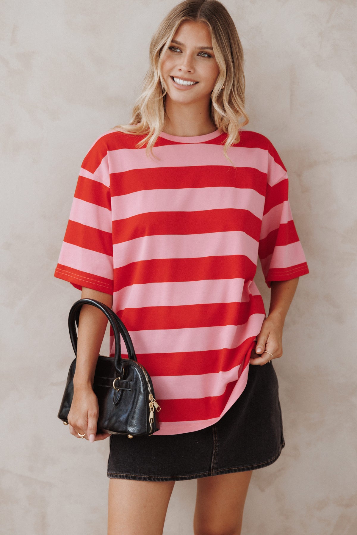 Zestora Tee in Red Pink Stripe – view 1 of 8