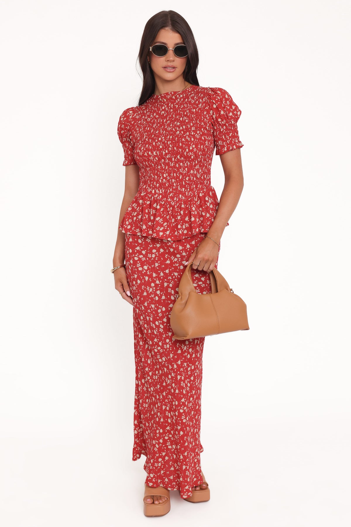 Zoella Peplum Top in Red Floral – view 2 of 8