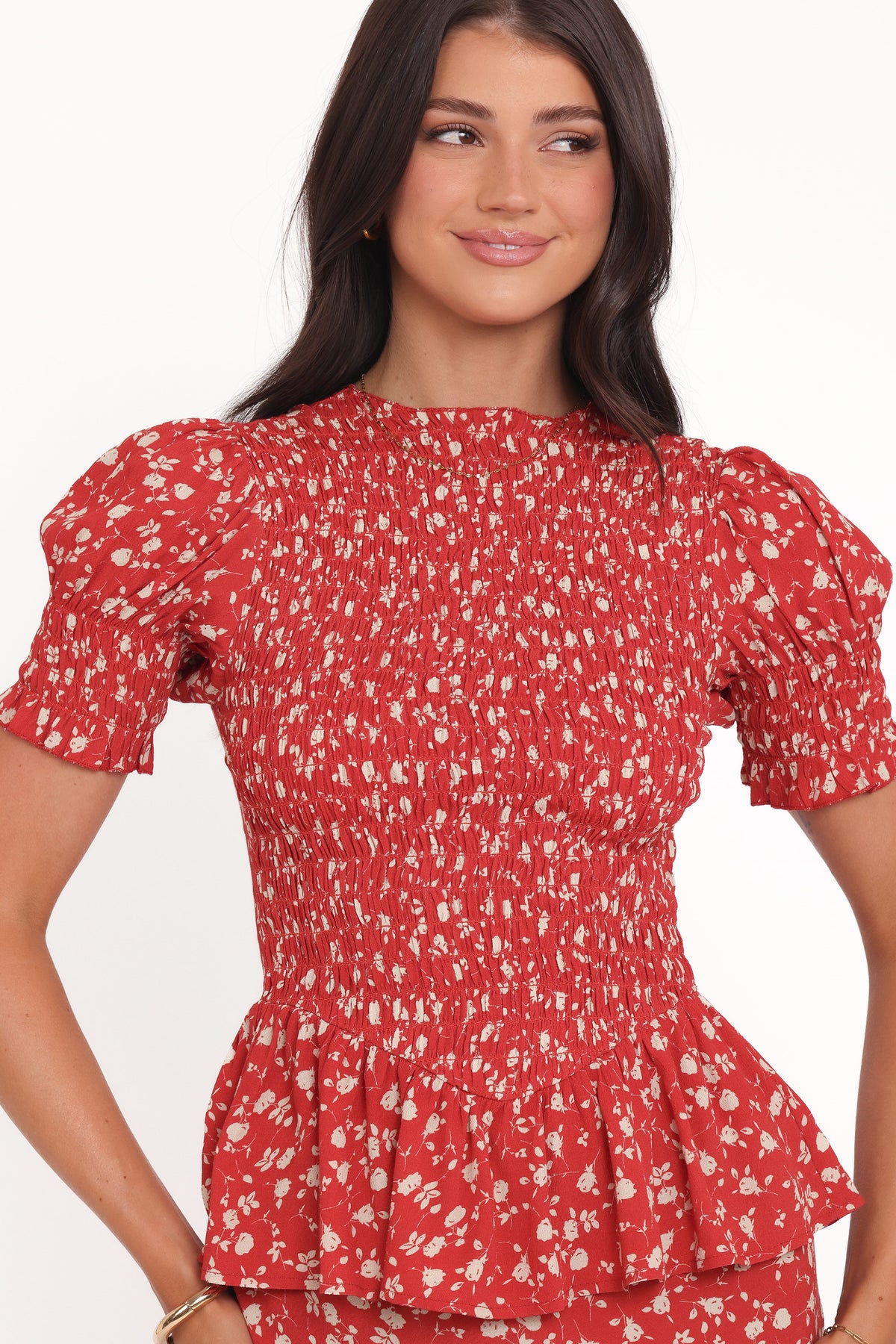 Zoella Peplum Top in Red Floral – view 3 of 8