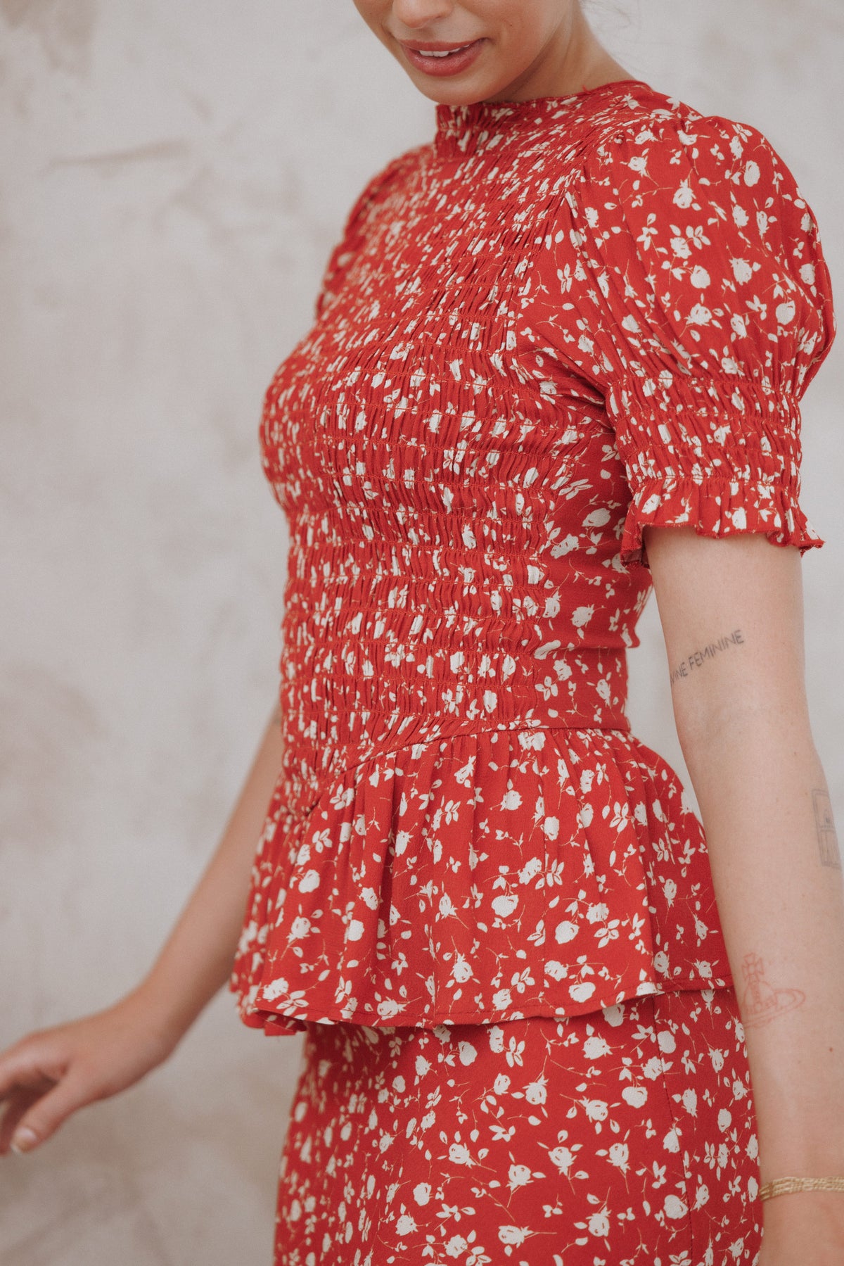 Zoella Peplum Top in Red Floral – view 1 of 8