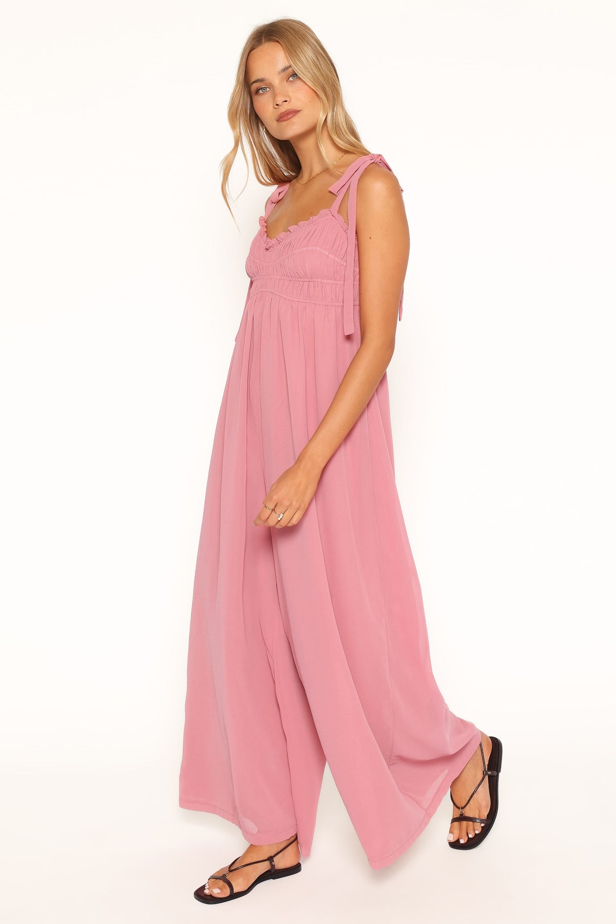 Andie Tie Jumpsuit in Rose Pink – view 3 of 6