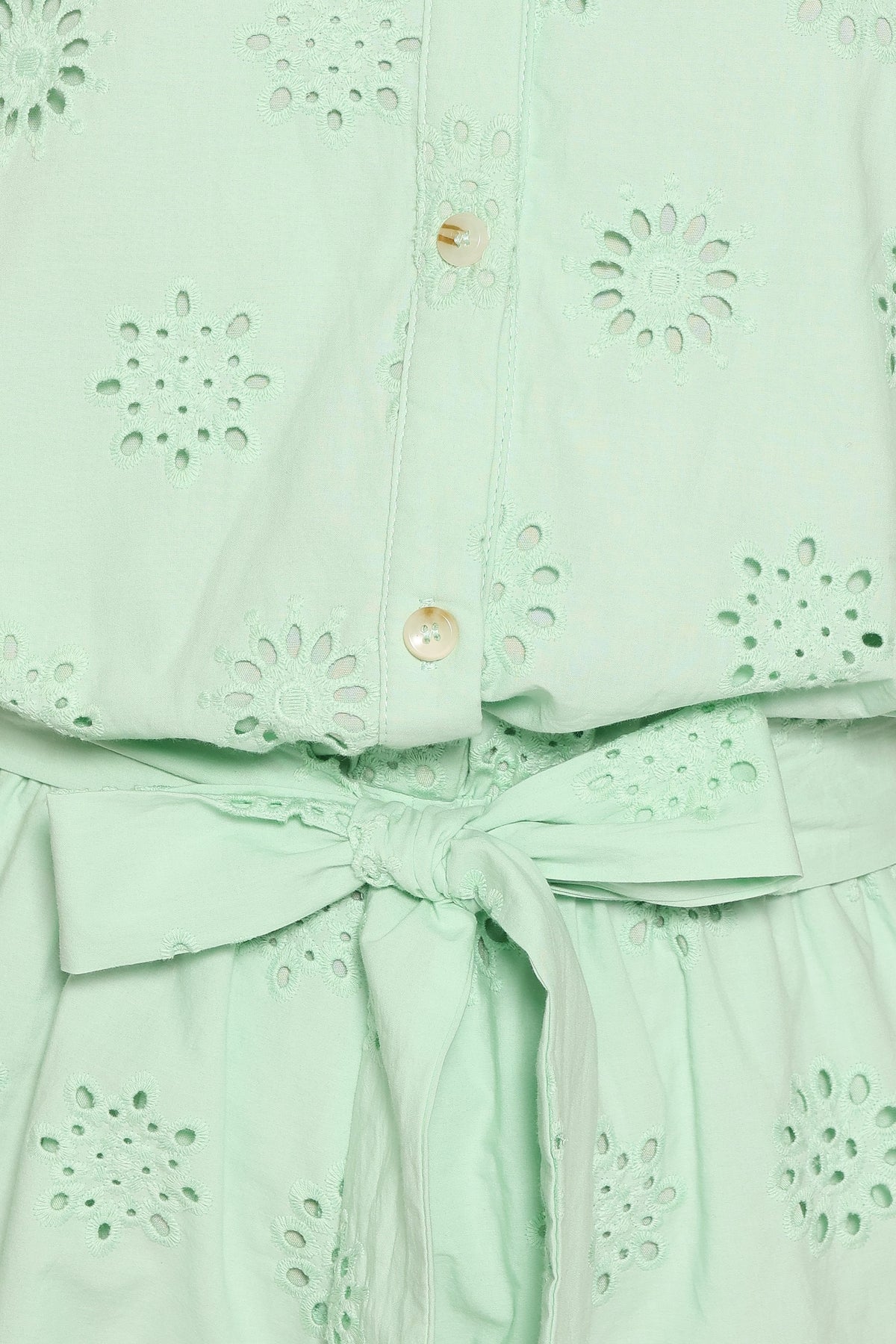 Jamie Tie Front Romper in Mint Broderie – view 6 of 6