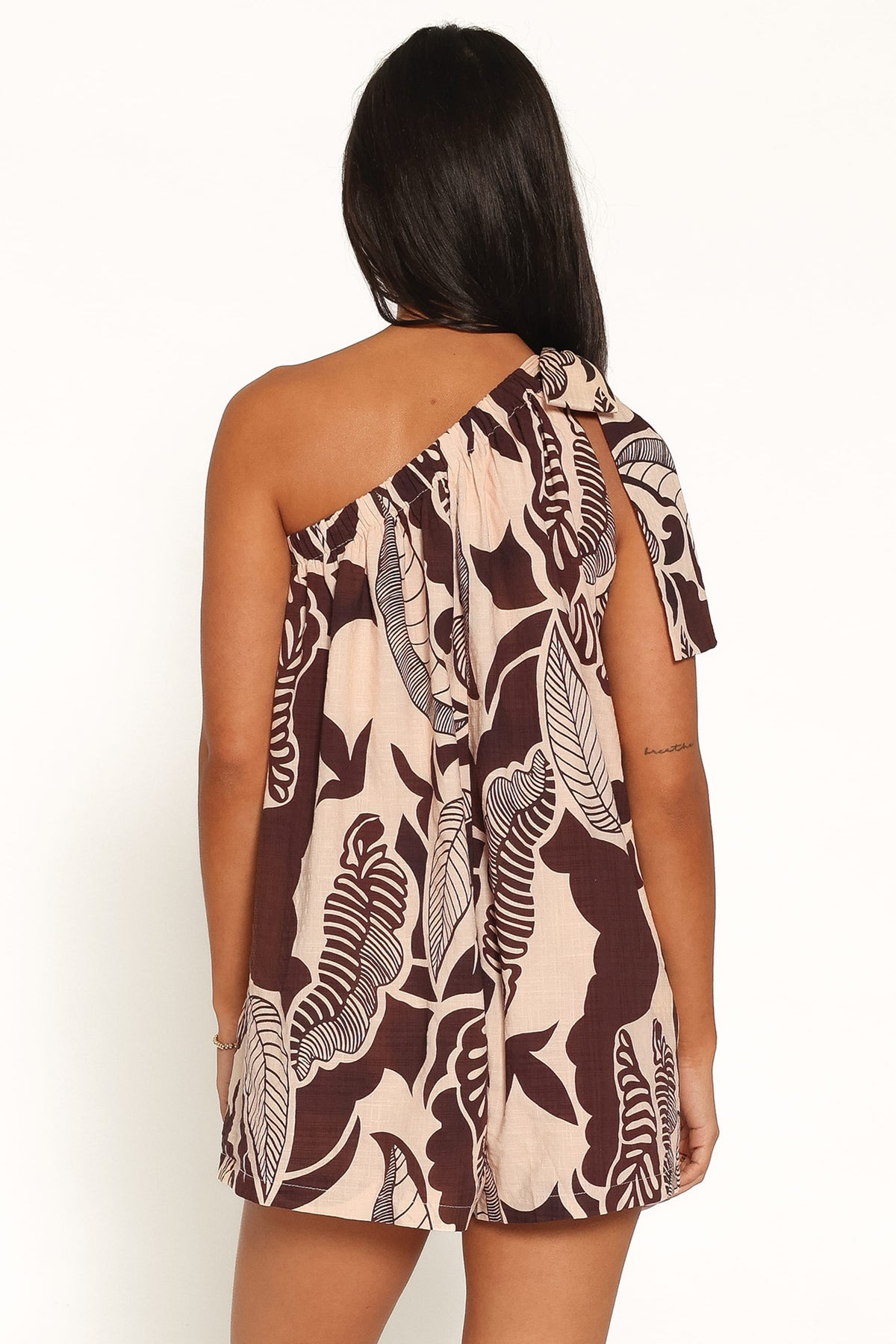 Miffy One Shoulder Romper in Brown Floral – view 4 of 7