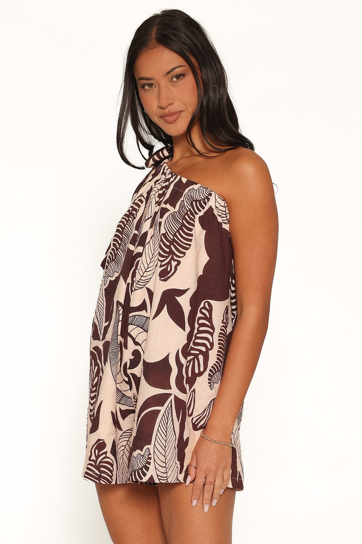 Miffy One Shoulder Romper in Brown Floral – view 3 of 7