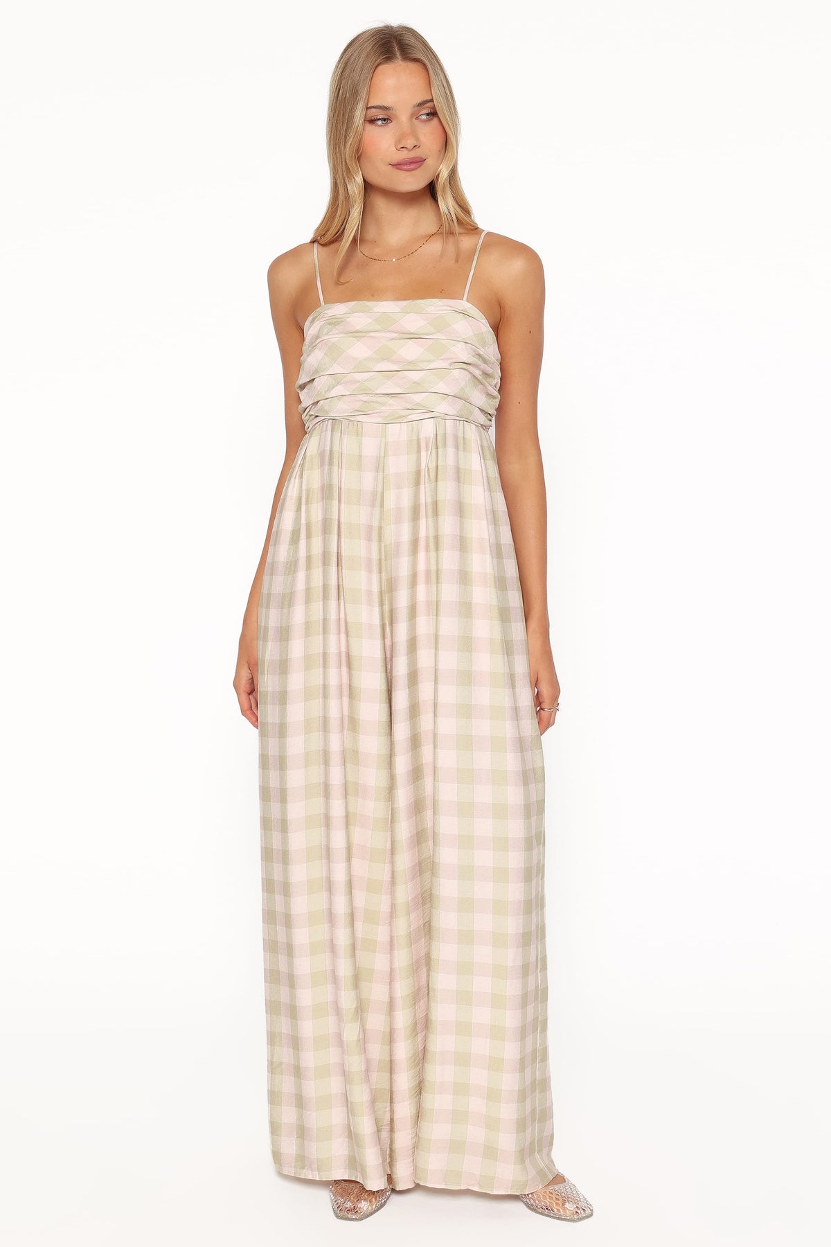 Pricilla Jumpsuit in Green/Pink Gingham – view 2 of 7