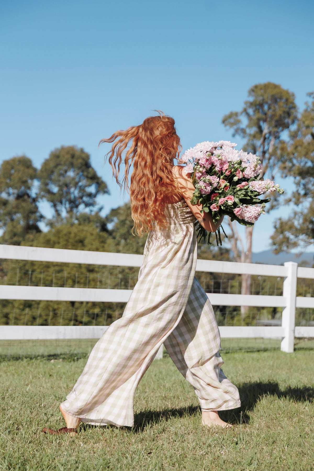 Pricilla Jumpsuit in Green/Pink Gingham – view 7 of 7