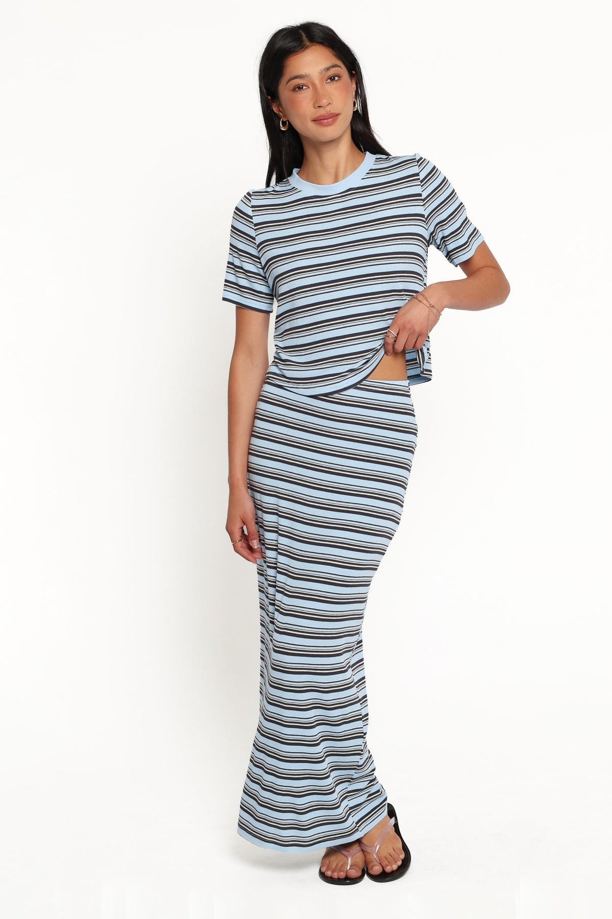 Bene Tee Skirt Set in Blue Stripe – view 2 of 7
