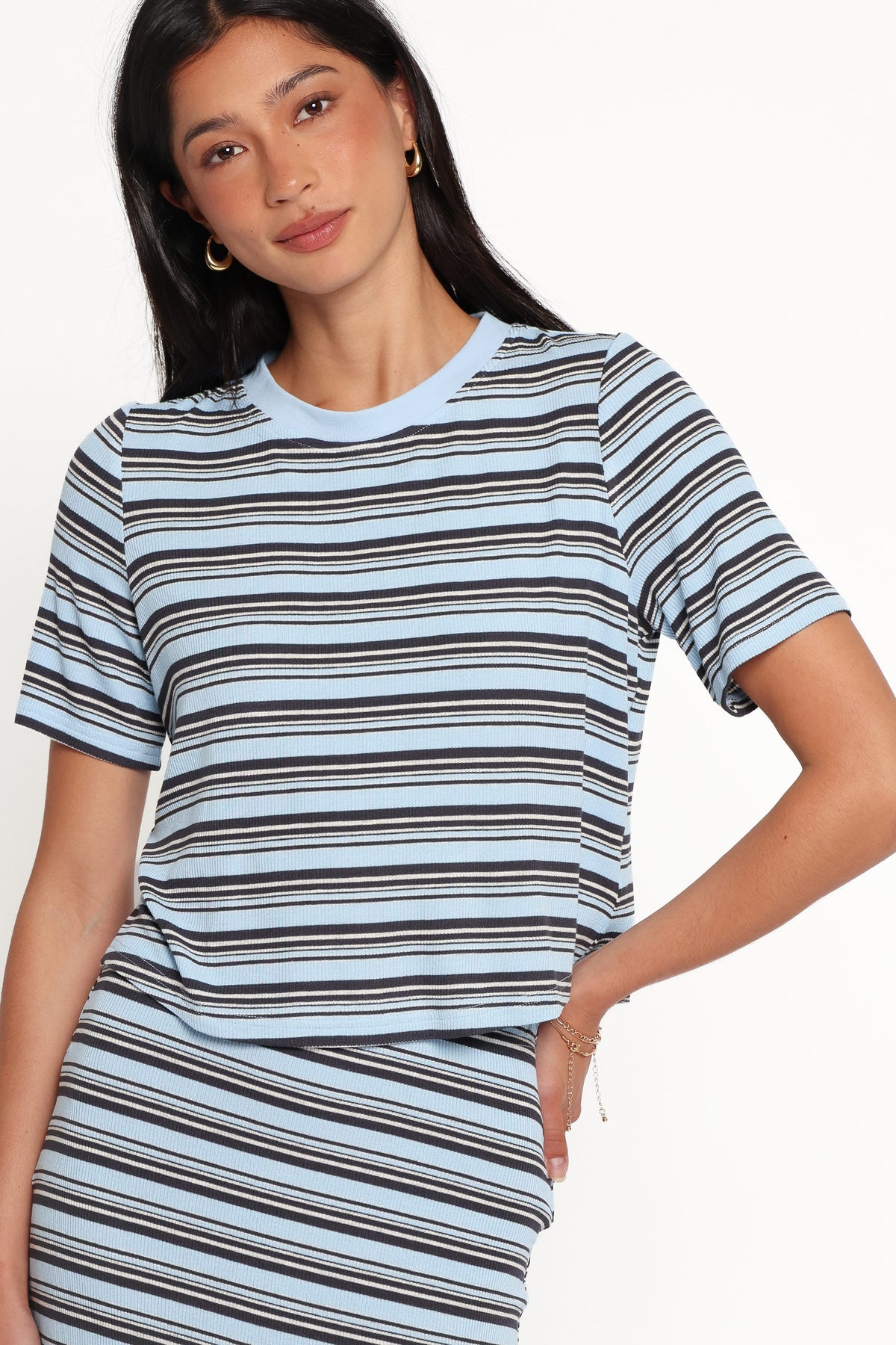 Bene Tee Skirt Set in Blue Stripe – view 3 of 7