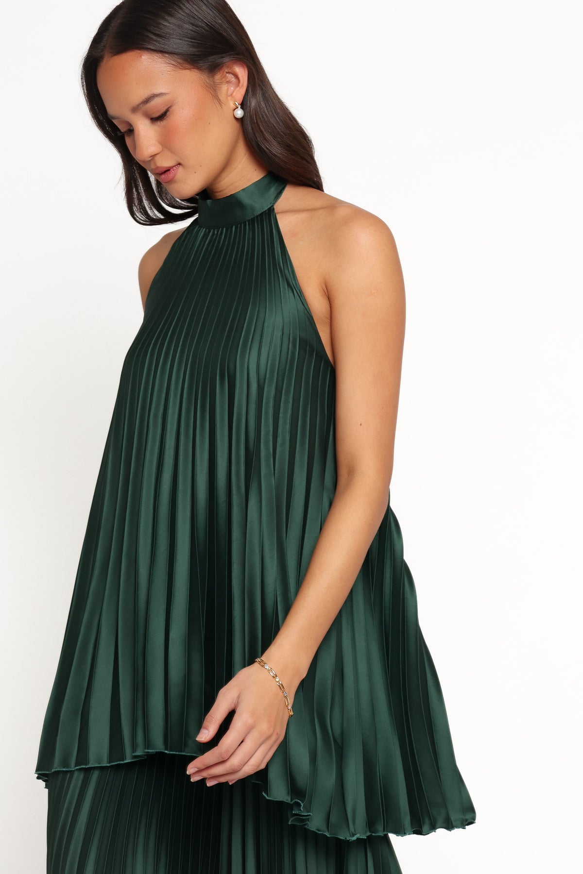 Darina Pleated Skirt Set in Olive – view 6 of 9