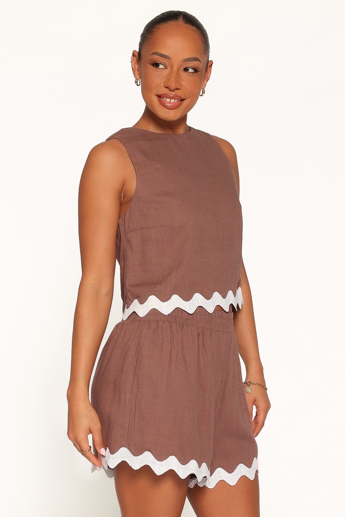 Gale Short Set in Brown Cream – view 3 of 7