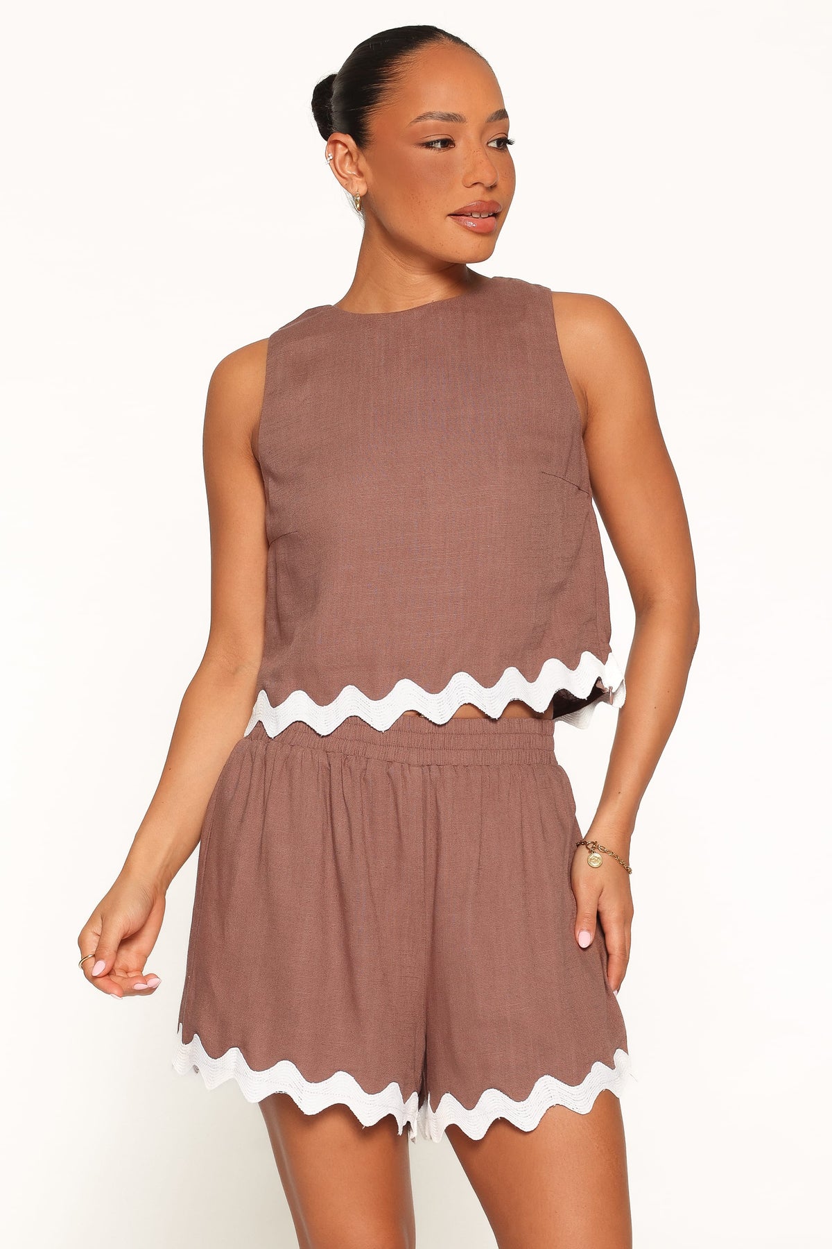 Gale Short Set in Brown Cream – view 1 of 7