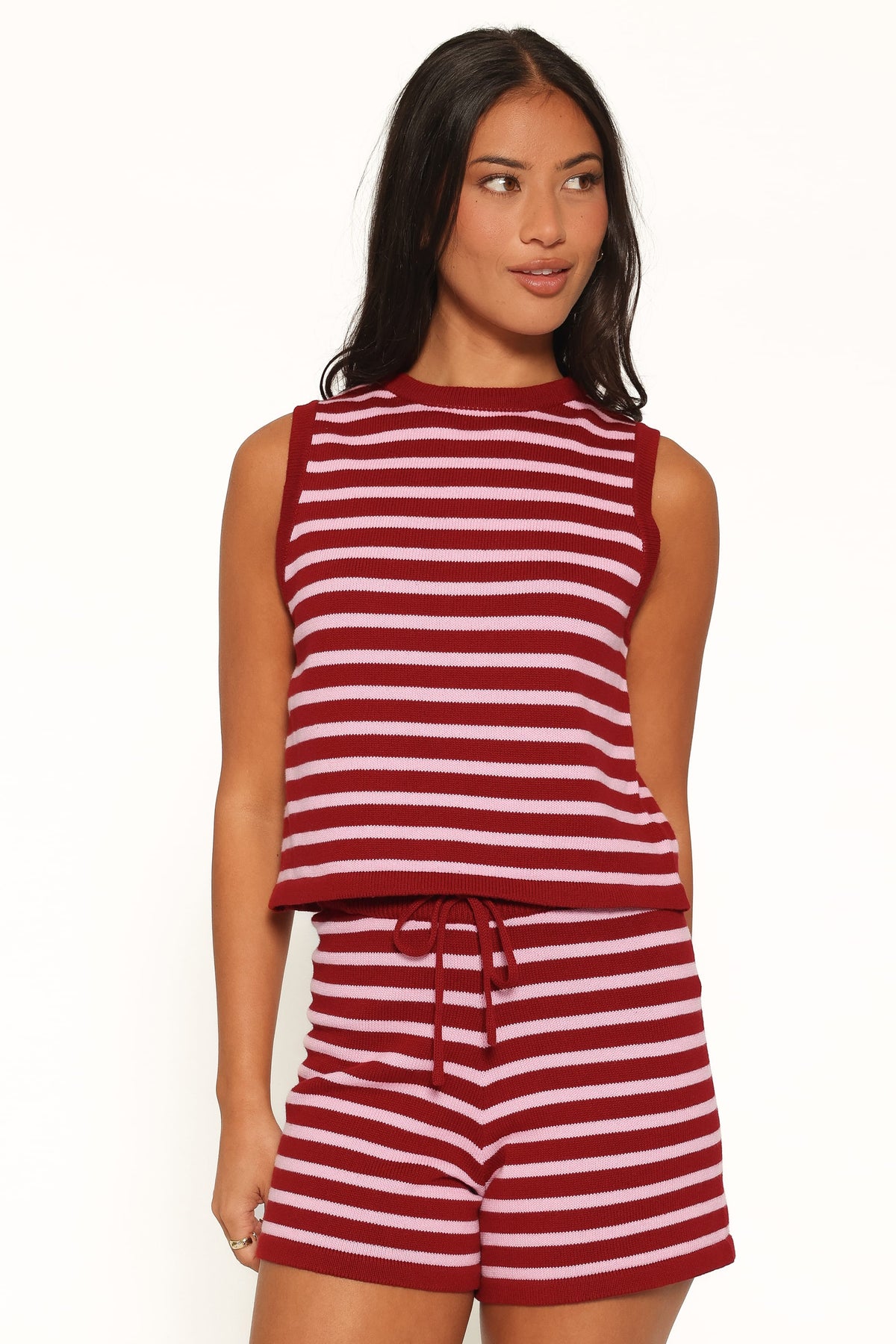 Ilona Knit Set in Burg/Pink Stripe – view 2 of 8