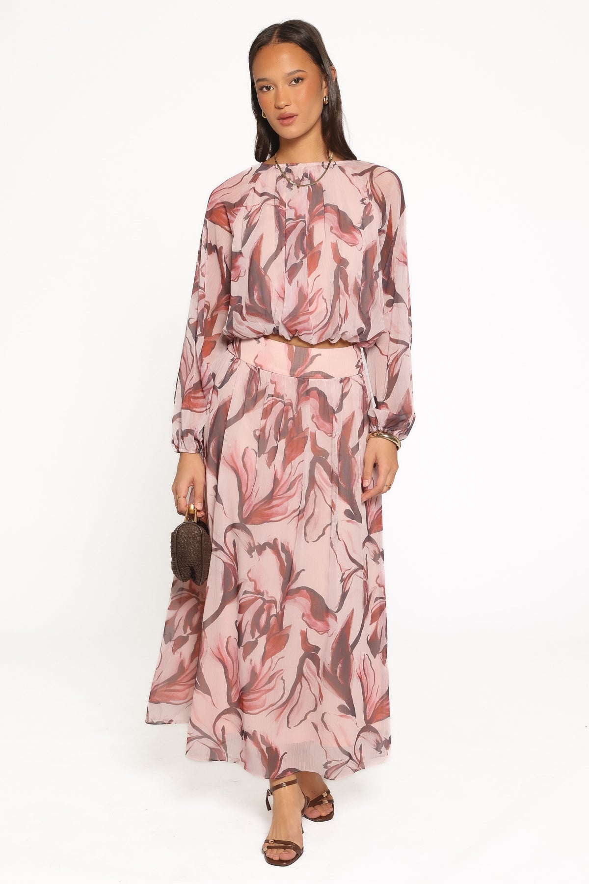 Lorei Chiffon Skirt Set in Pink Petal – view 1 of 7