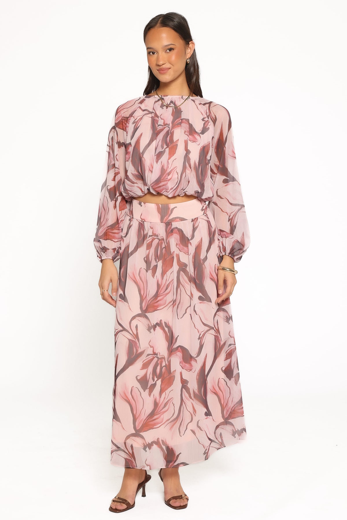 Lorei Chiffon Skirt Set in Pink Petal – view 5 of 7