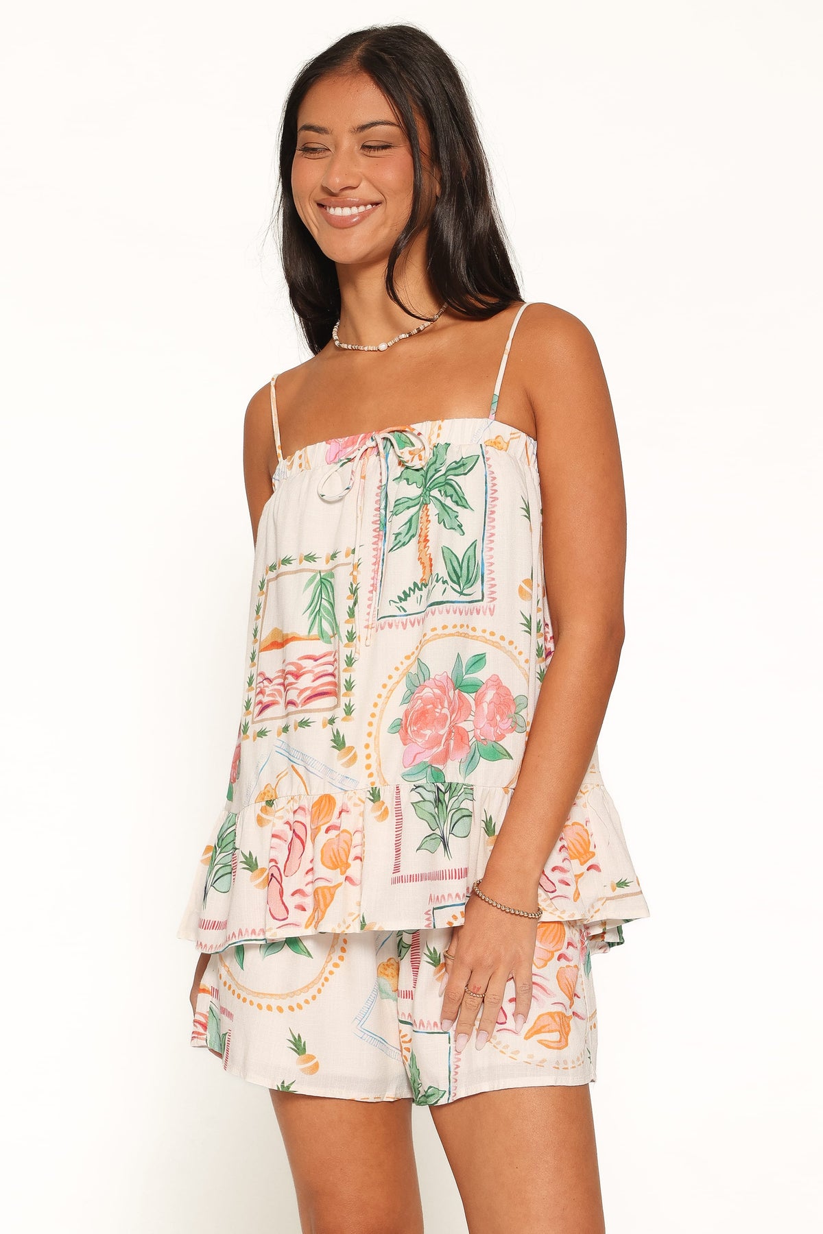 Narella Short Set in Cream Palm Print – view 1 of 5