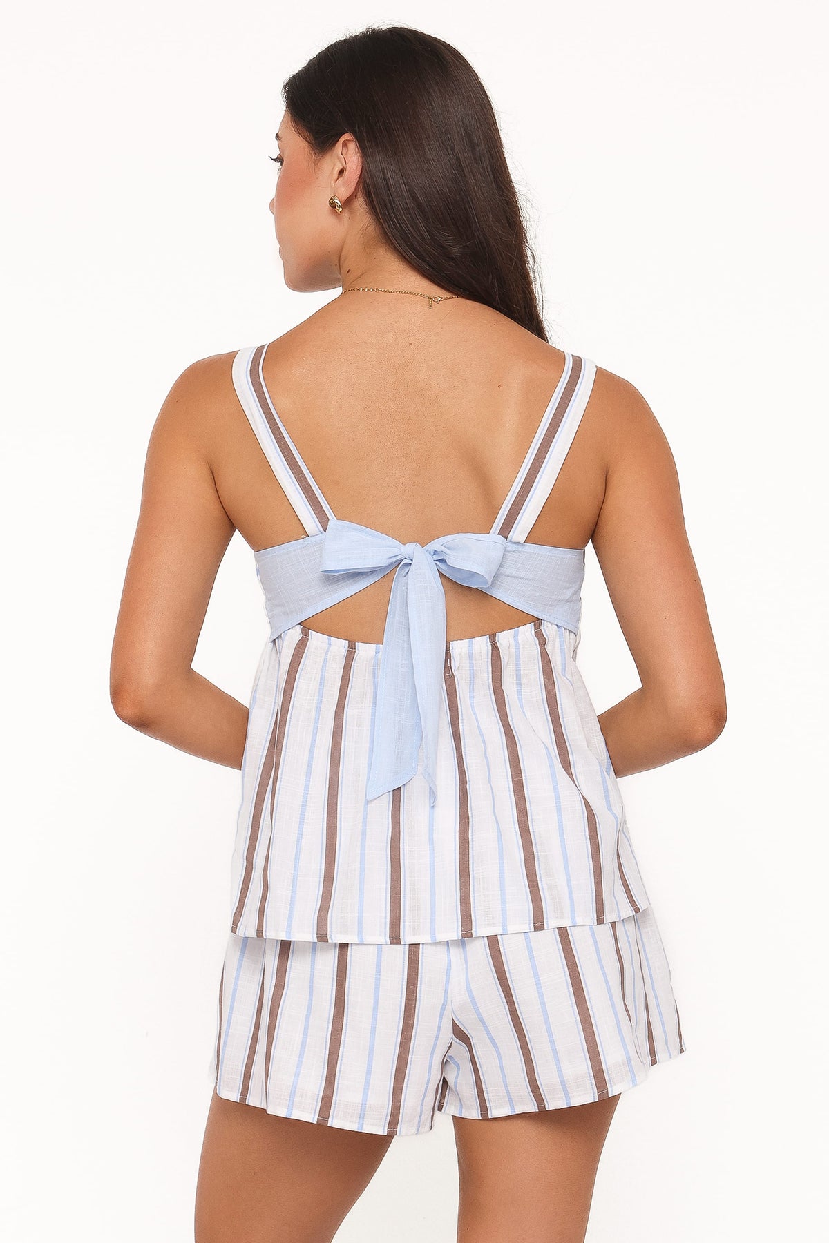 Sallie Short Set in Chocolate Blue Stripe – view 2 of 6