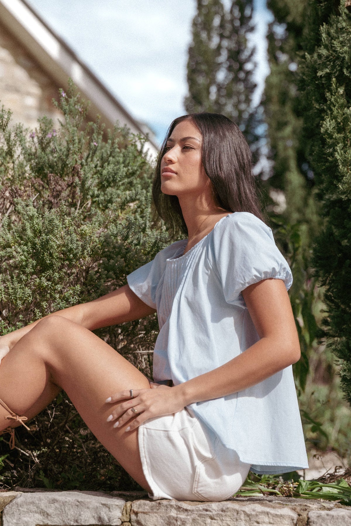 Abbot Pleated Top in Blue – view 8 of 8