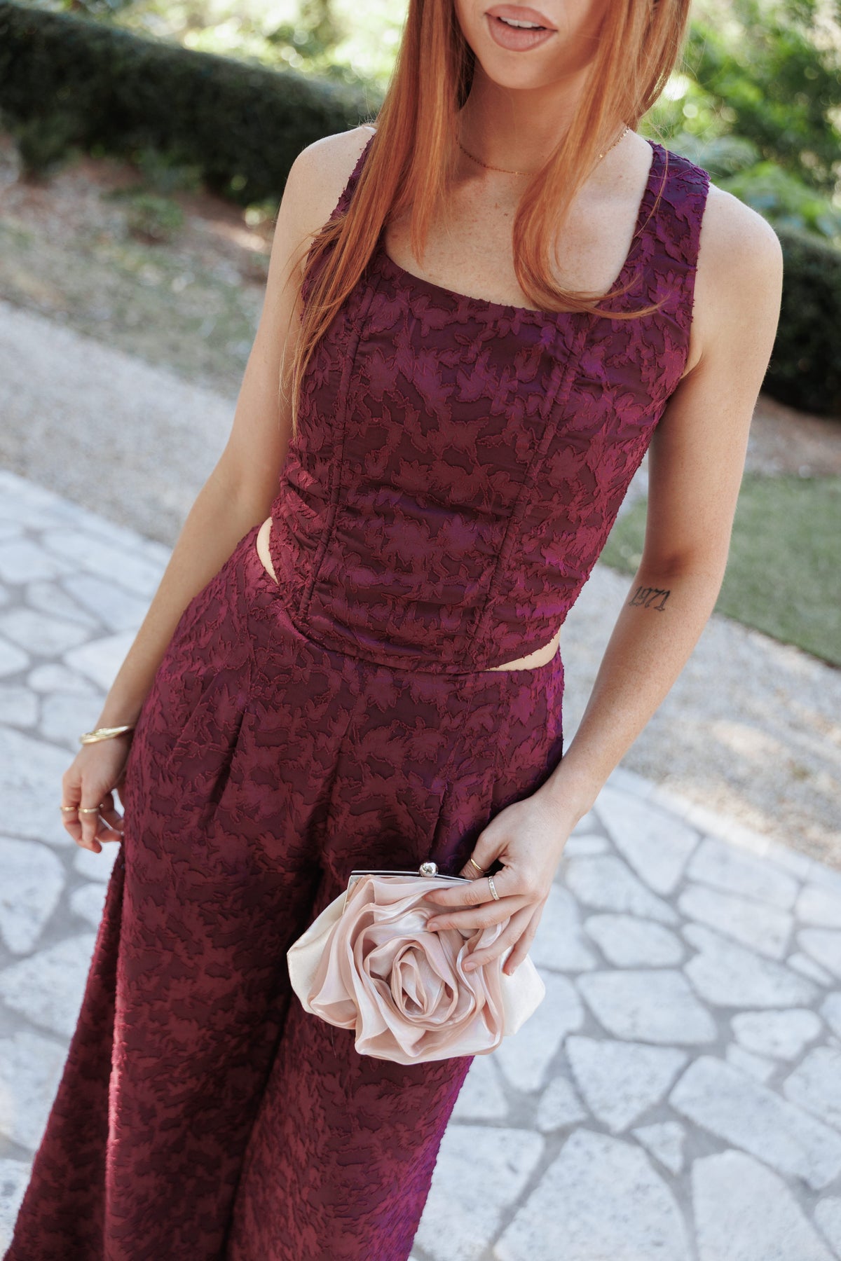 Ada Corset Top in Plum Burnout – view 1 of 8