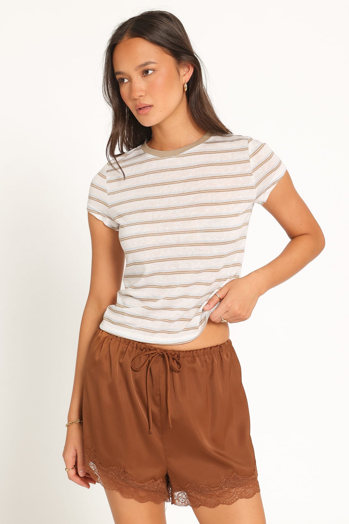 Billi Baby Tee in Beige Stripe – view 6 of 7