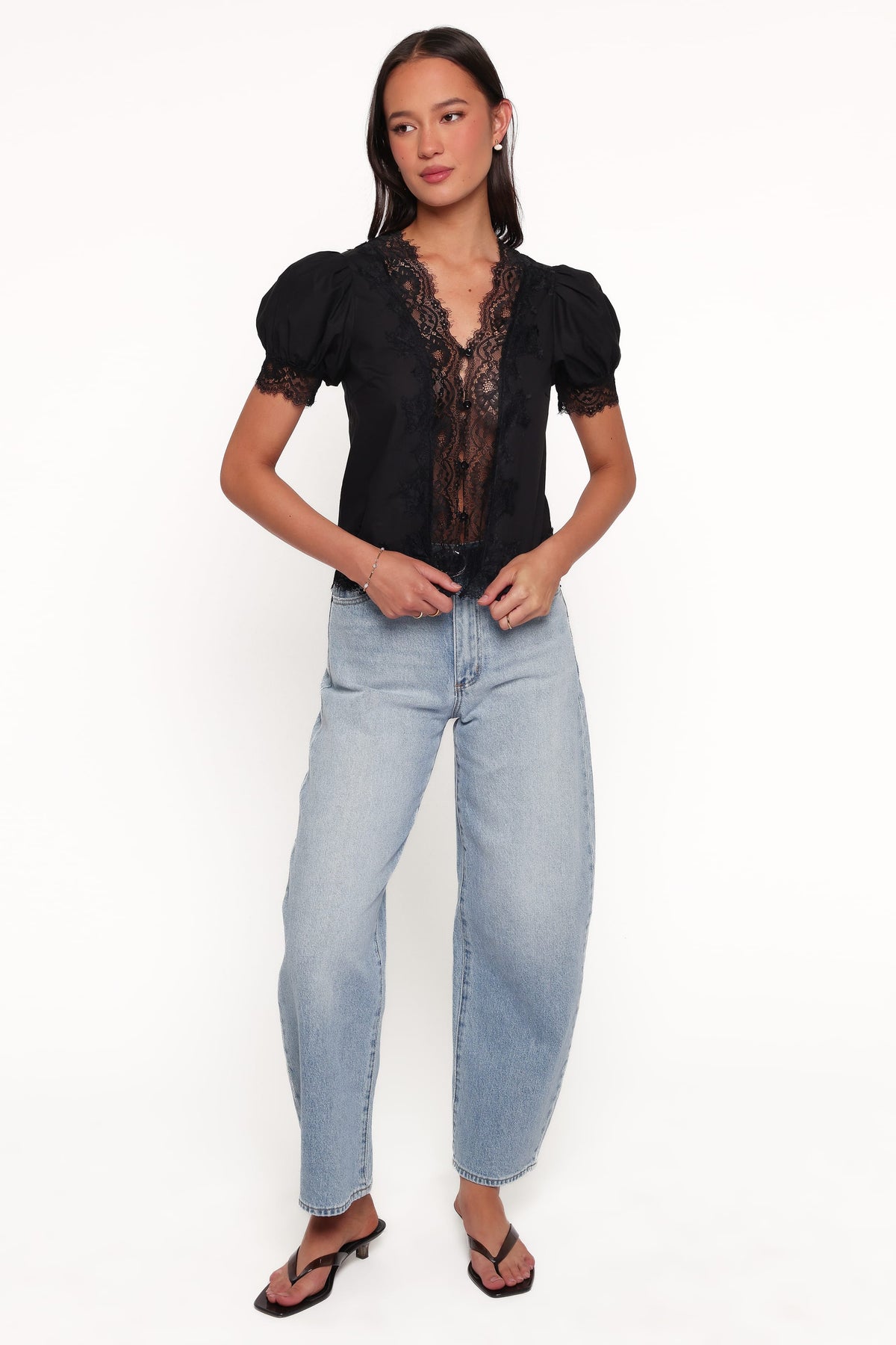 Bilson Lace Trim Top in Black – view 5 of 7